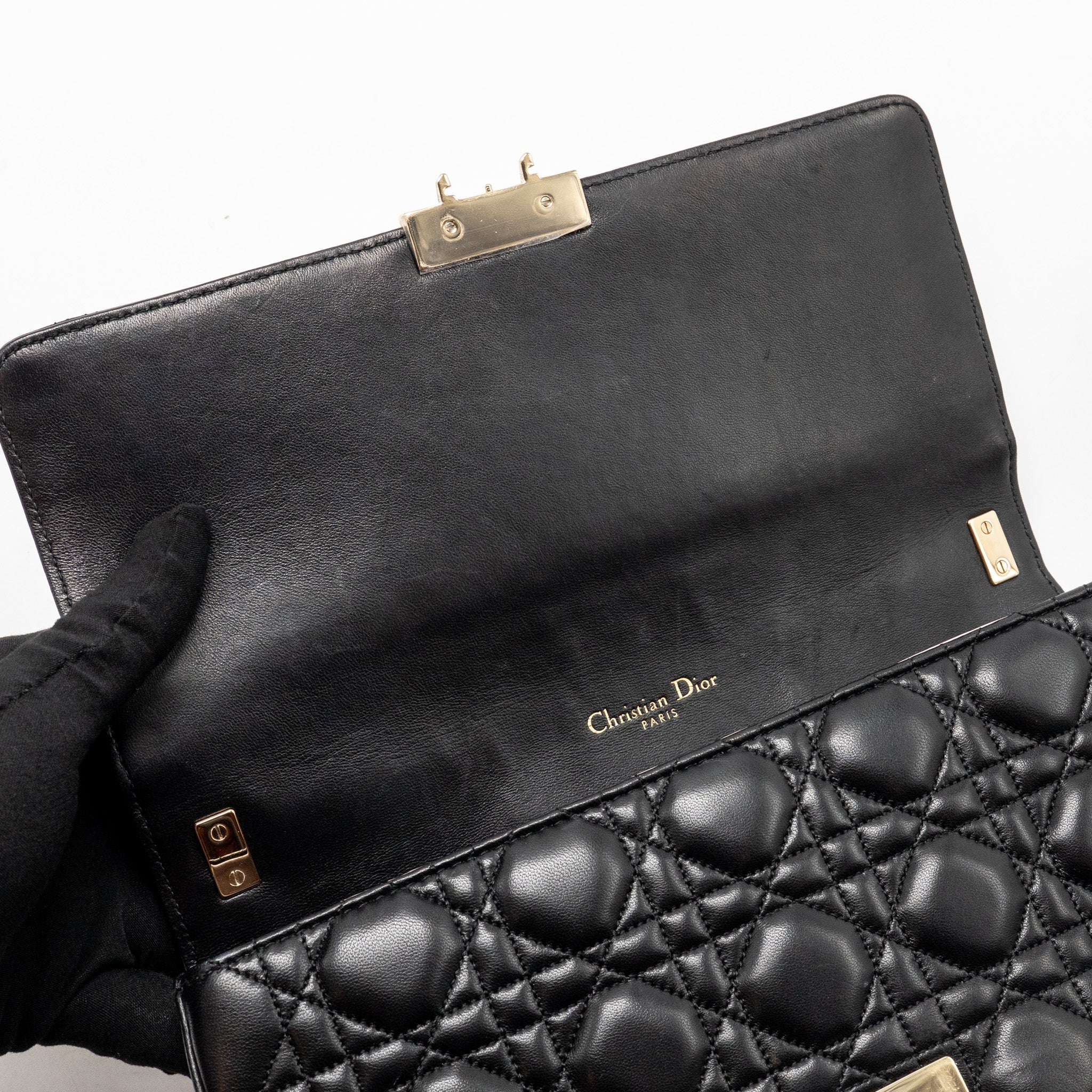 DIOR MISS DIOR FLAP BAG LAMBSKIN BLACK LGHW