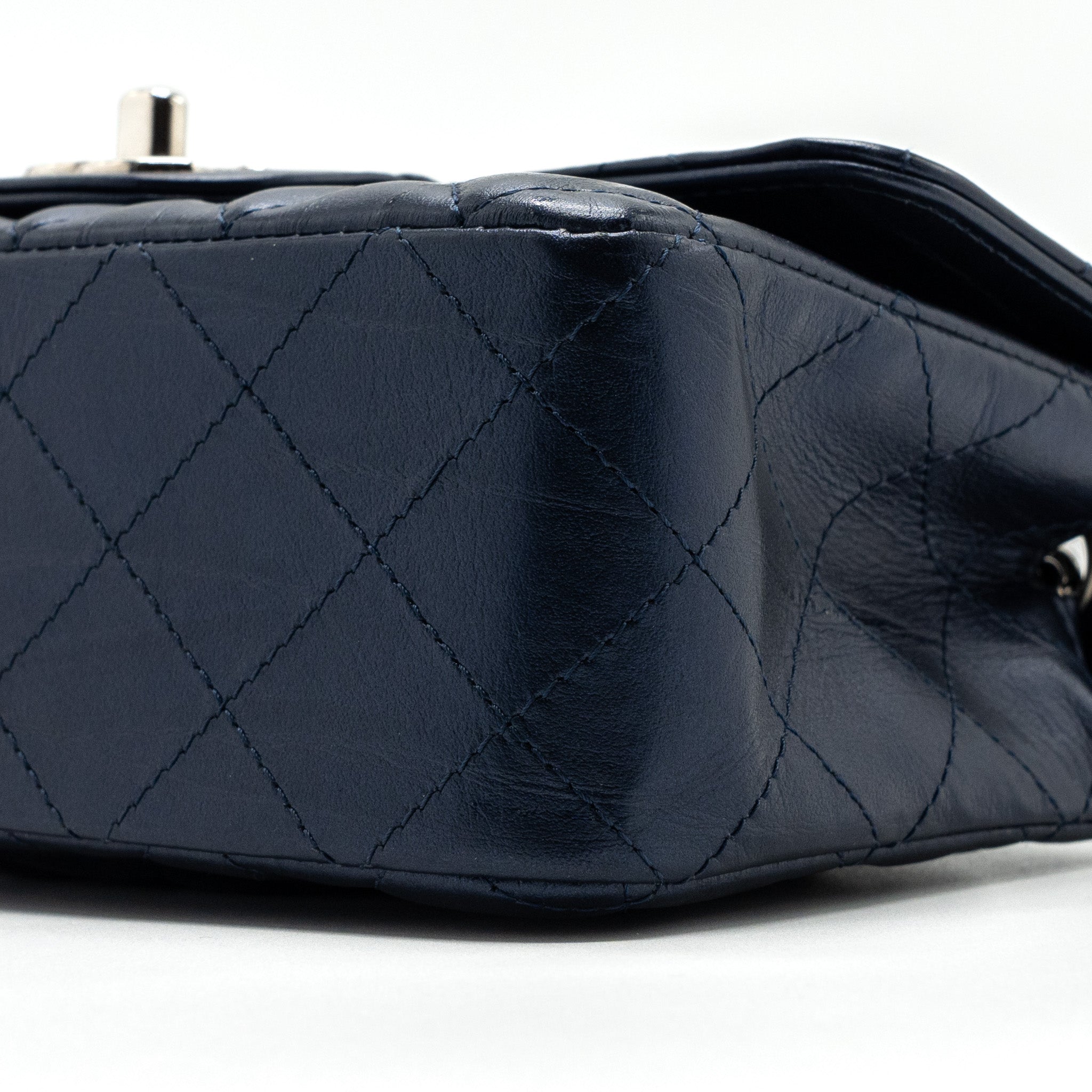 CHANEL MINI RECTANGULAR FLAP BAG CALFSKIN LIMITED DARK BLUE SHW