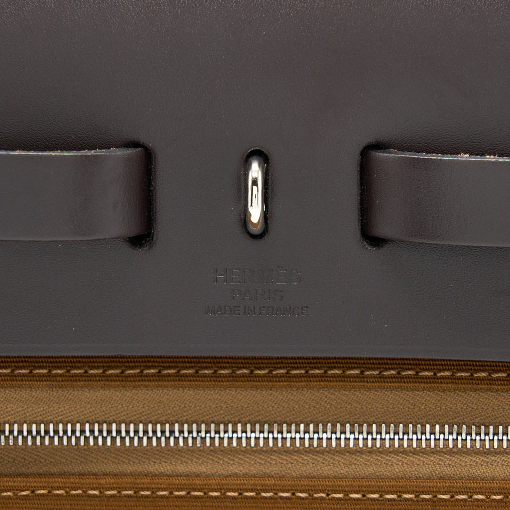 HERMES HERBAG 31 ZIP BAG CANVAS/HUNTER ALEZAN/EBENE SHW