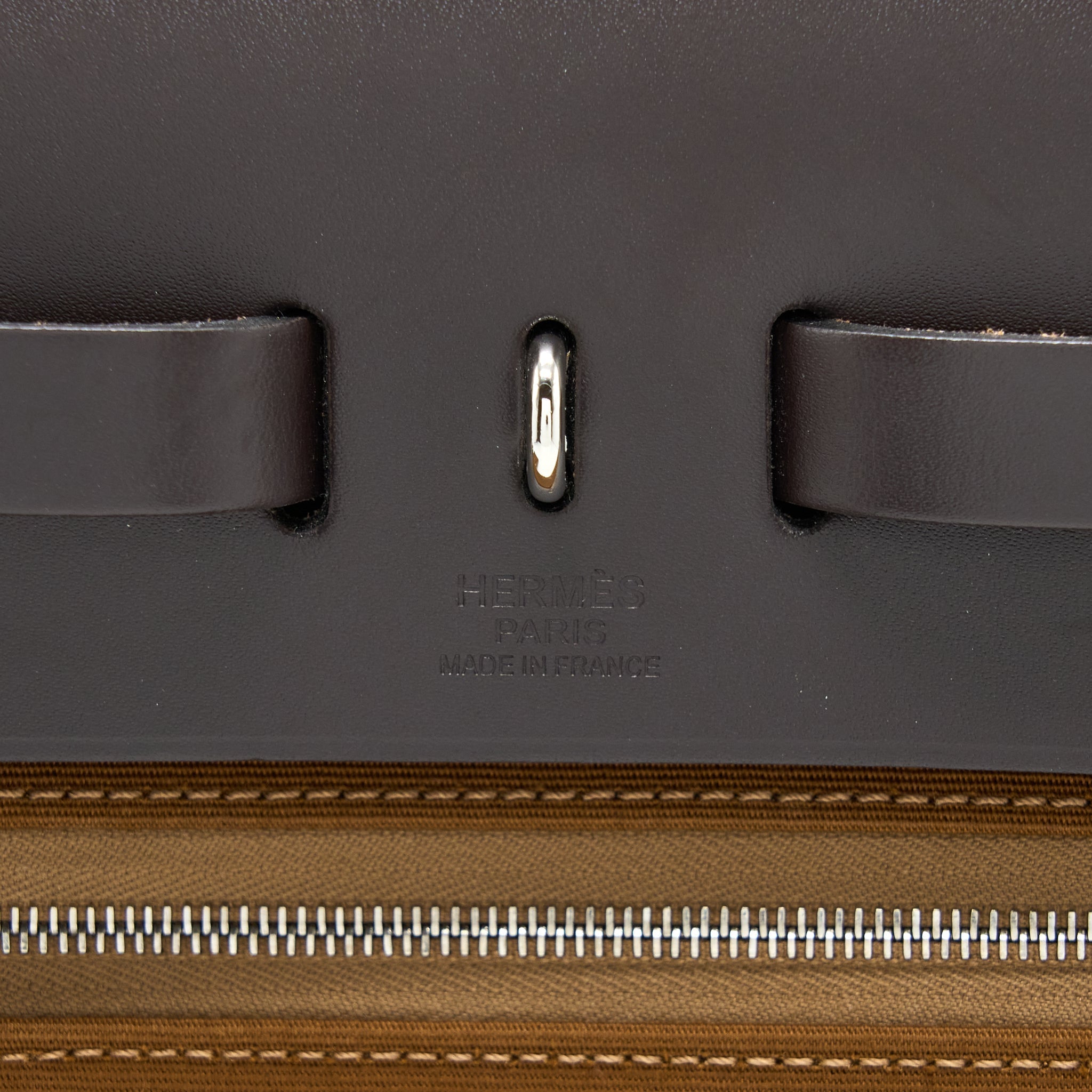HERMES HERBAG 31 ZIP BAG CANVAS/HUNTER ALEZAN/EBENE SHW