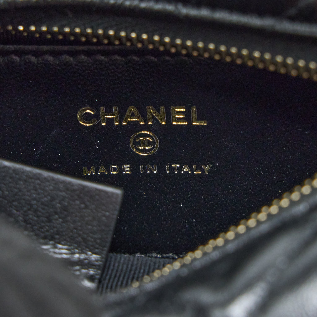 CHANEL 23C ROUND CRUISE POUCH LAMBSKIN BLACK LGHW (MICROCHIP)