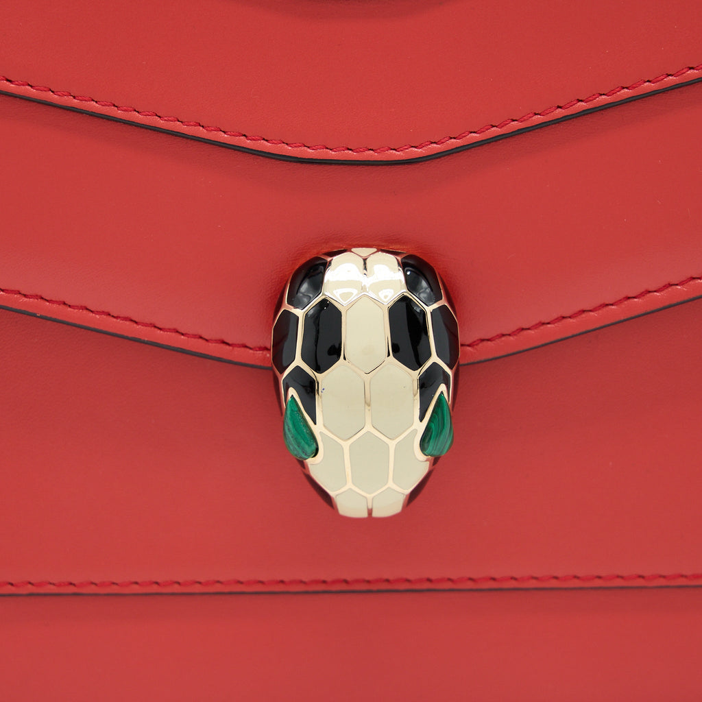 BVLGARI SERPENTI FOREVER TOP HANDLE BAG CALFKSIN ORANGE RED LGHW