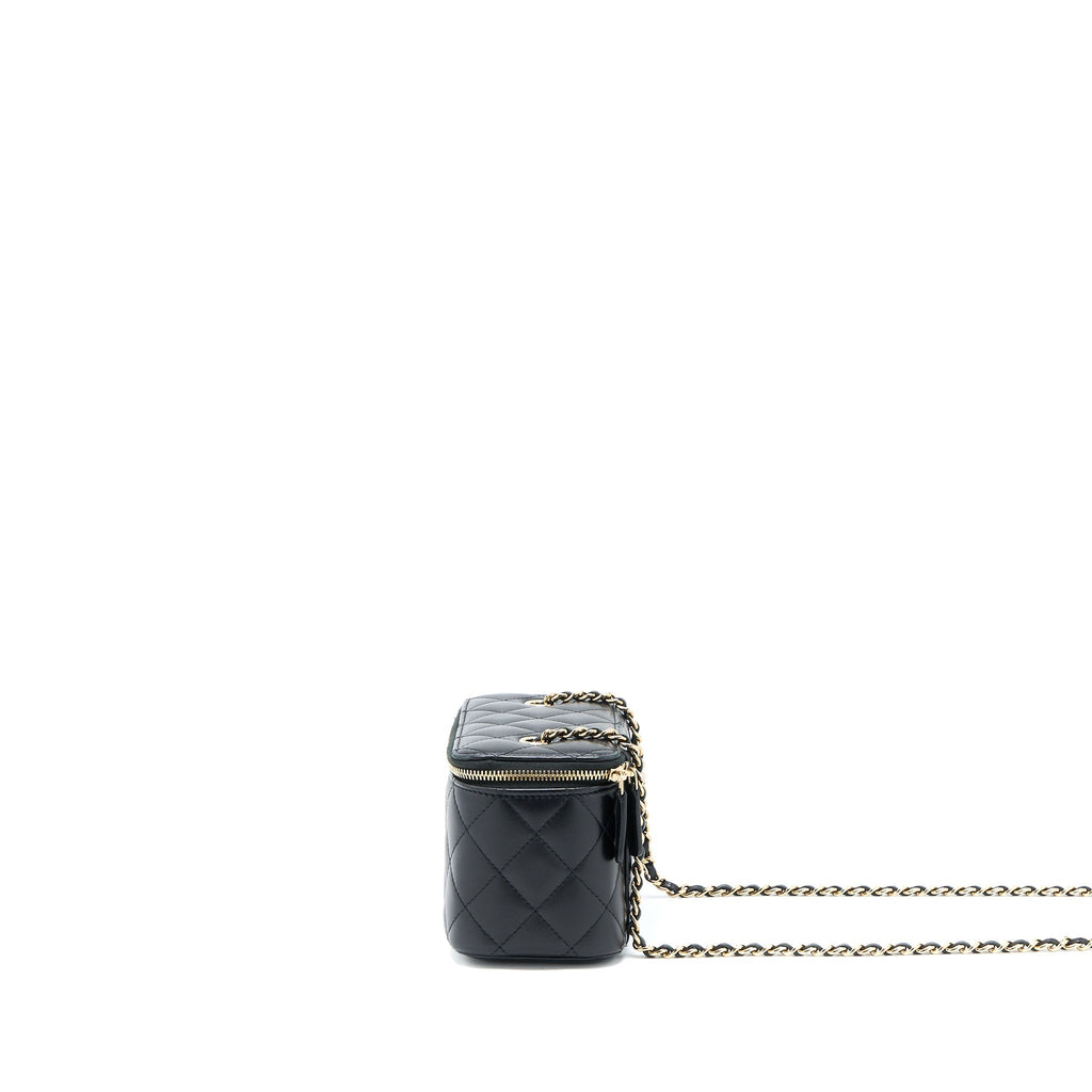 CHANEL LONG VANITY WITH CHAIN LAMBSKIN BLACK LGHW