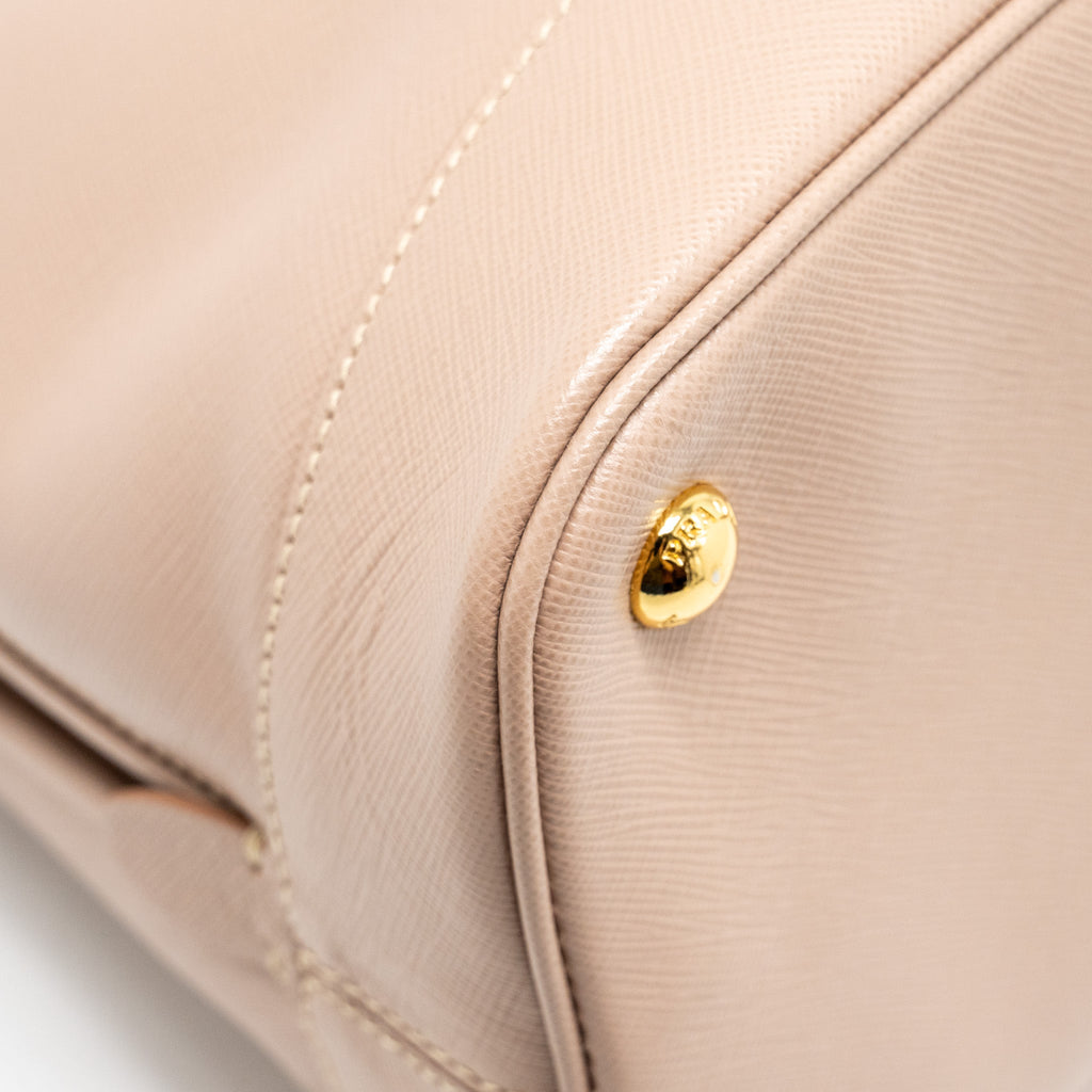 PRADA SAFFIANO VERNICE PROMENADE DOME TOTE LEATHER BEIGE GHW