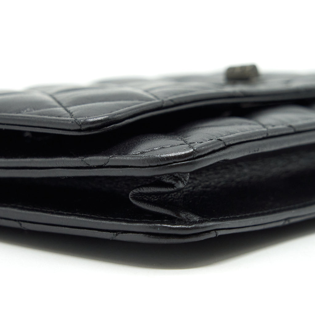 CHANEL REISSUE WALLET ON CHAIN AGED CALFSKIN BLACK WITH BLACK HARDWARE