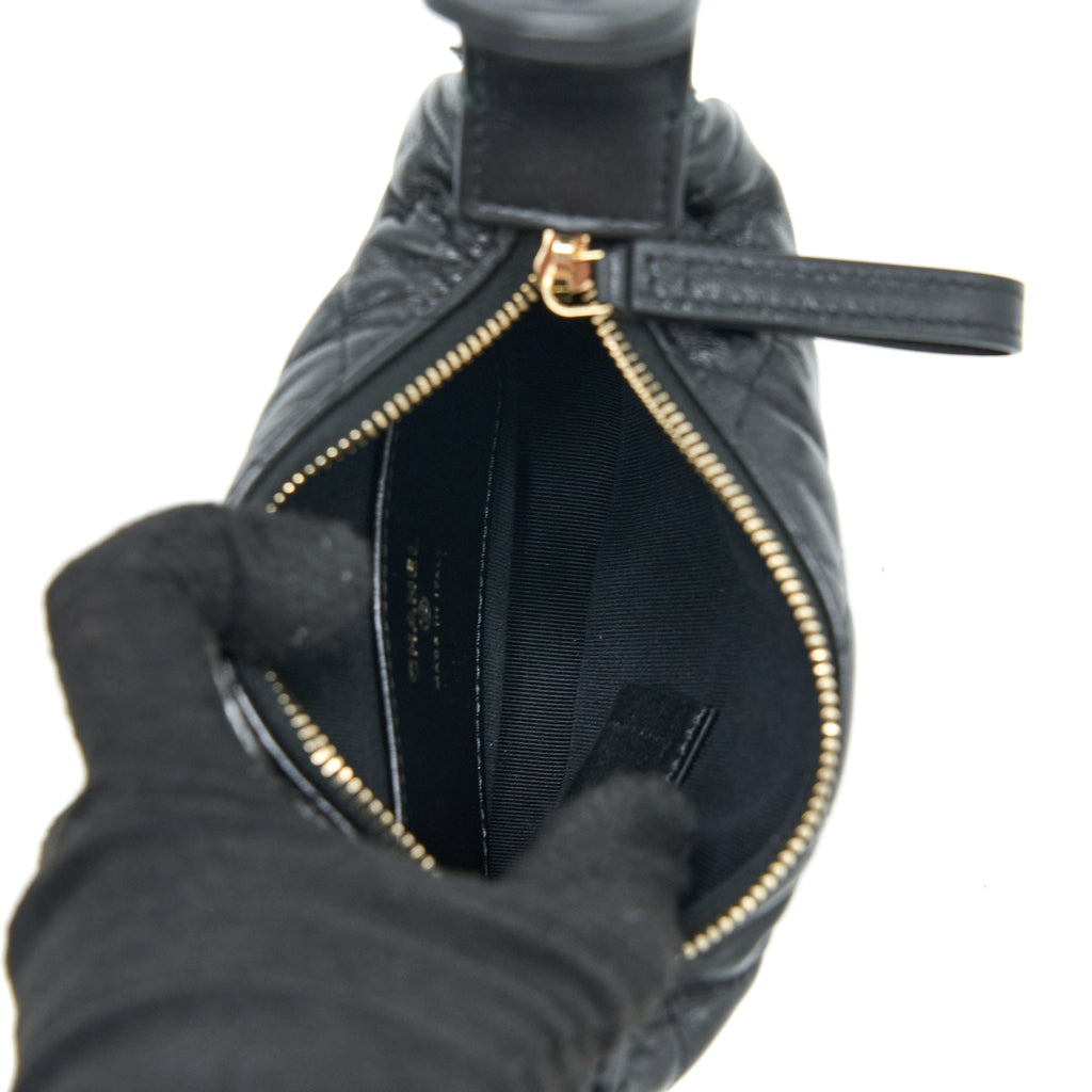 CHANEL 23C ROUND CRUISE POUCH LAMBSKIN BLACK LGHW (MICROCHIP)