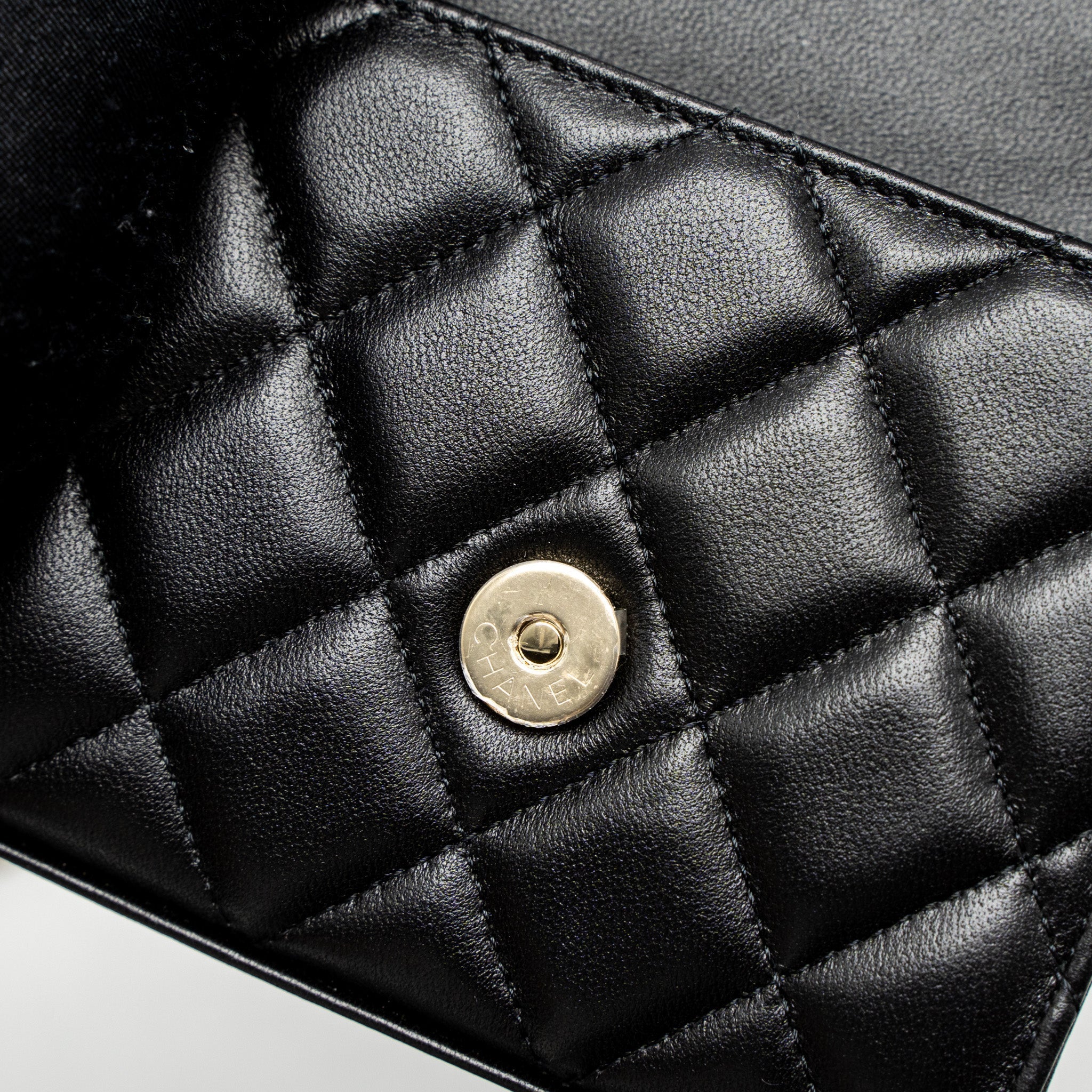 CHANEL TOP HANDLE MINI FLAP BAG LAMBSKIN BLACK LGHW (MICROCHIP)