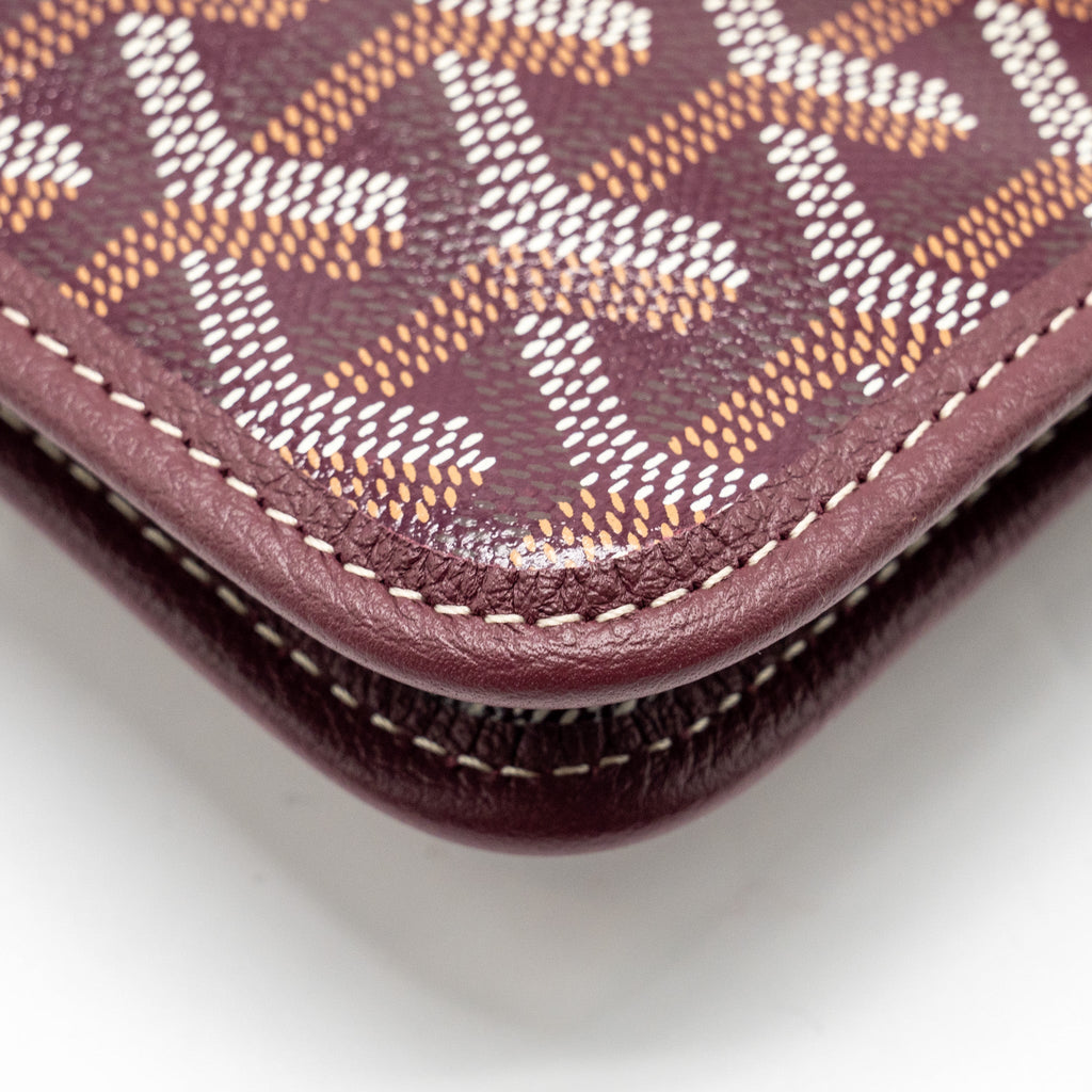 GOYARD PLUMET WALLET CLUTCH GOYARDINE CANVAS/LEATHER BURGUNDY SHW
