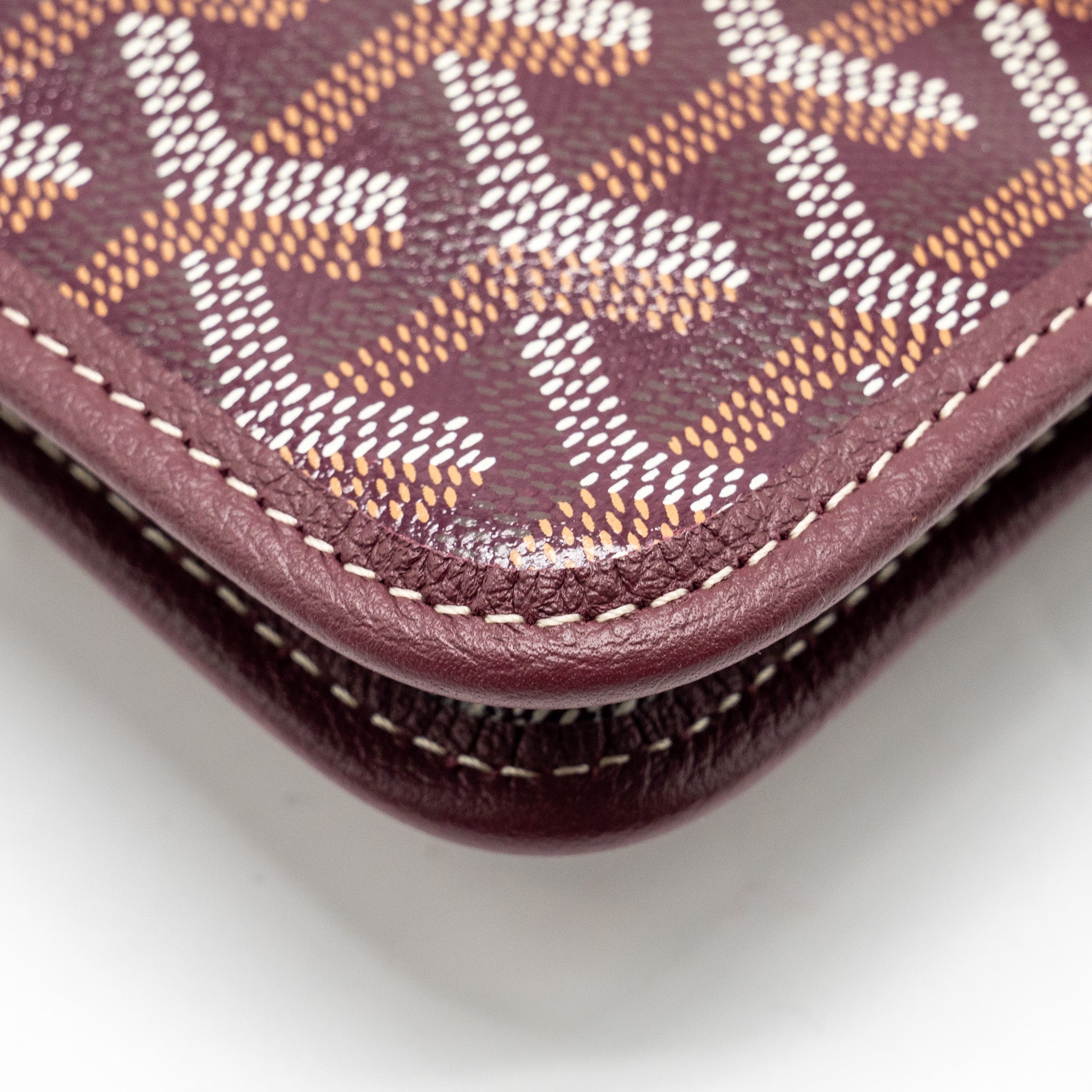 GOYARD PLUMET WALLET CLUTCH GOYARDINE CANVAS/LEATHER BURGUNDY SHW