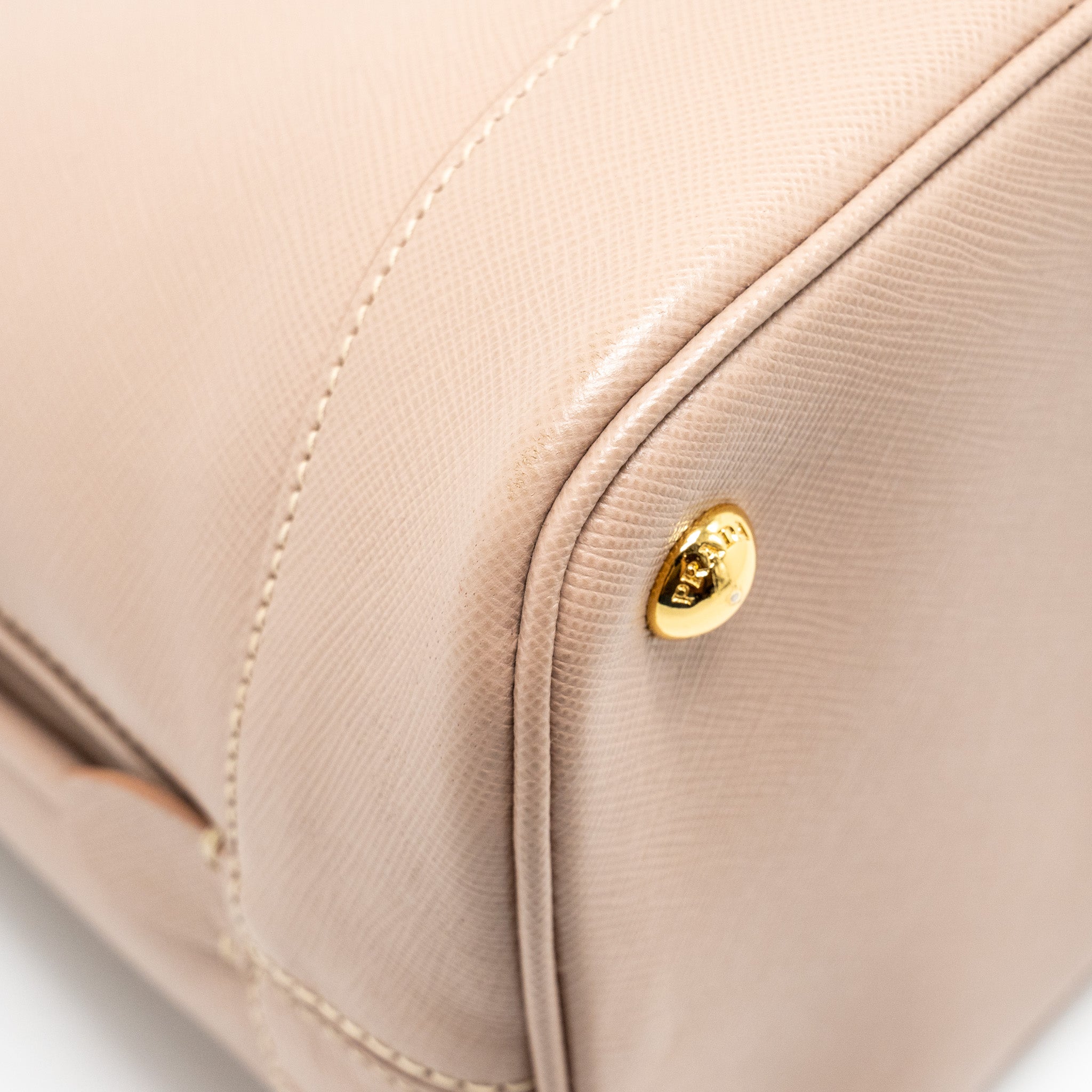 PRADA SAFFIANO VERNICE PROMENADE DOME TOTE LEATHER BEIGE GHW