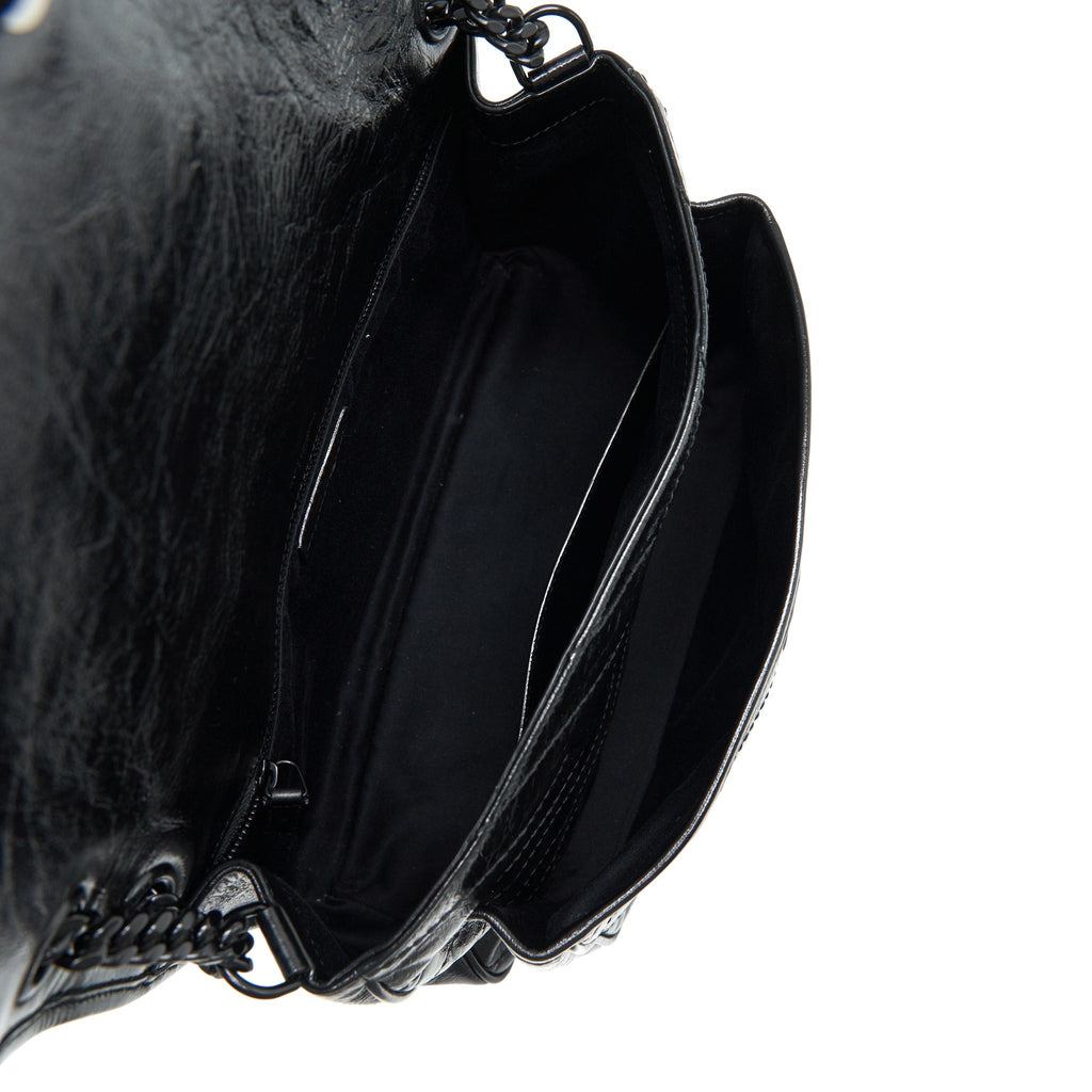 SAINT LAURENT NIKI LARGE BAG IN BLACK AND BLACK HARDWARE