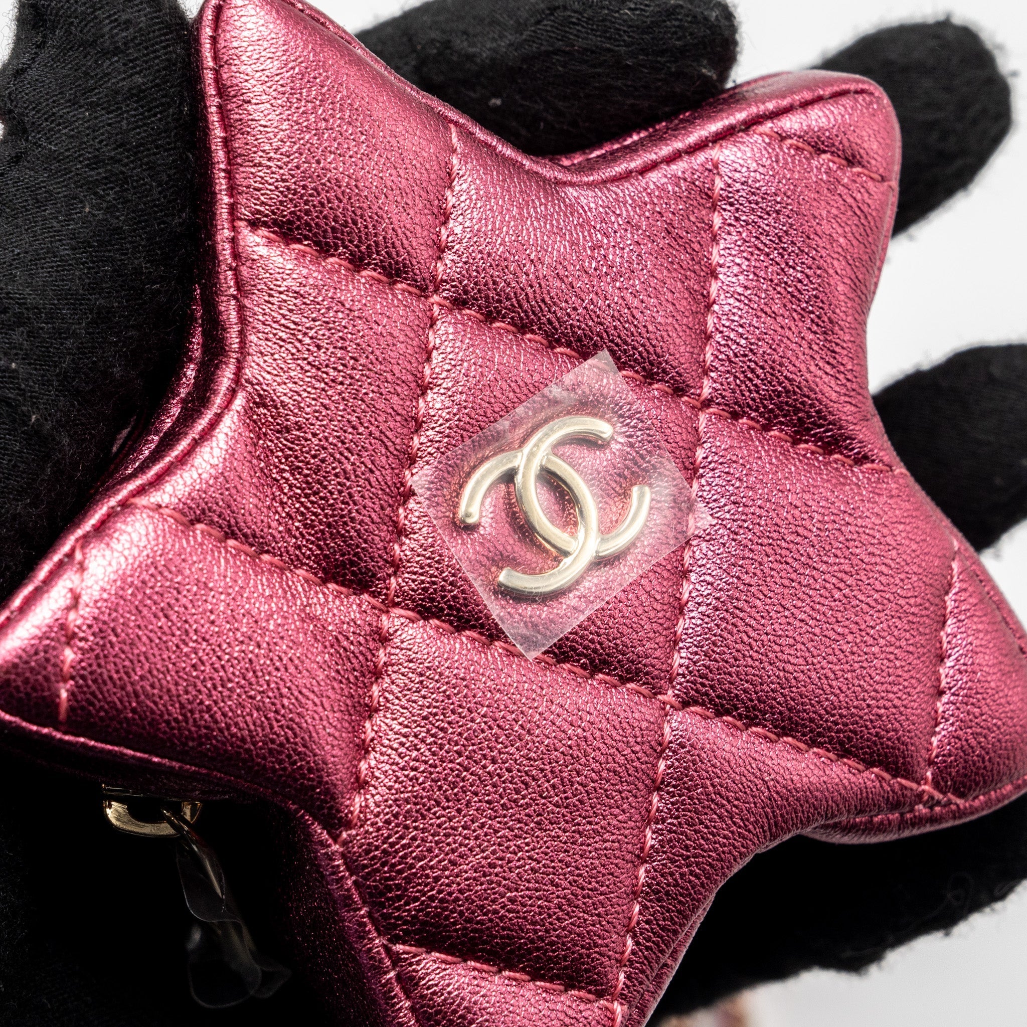 CHANEL 24C MINI FLAP BAG WITH STAR COIN PURSE PATENT/CALFSKIN METALLIC PINK LGHW (MICROCHIP)