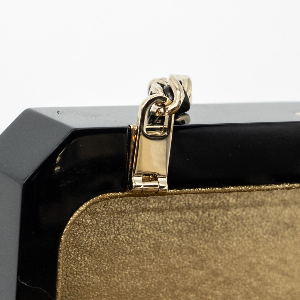 CHANEL 17A PERFUME BOTTLE CLUTCH EVENING BAG BLACK / BRONZE LGHW