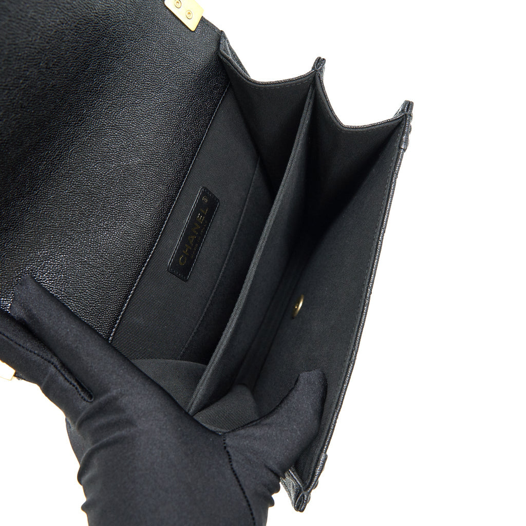 CHANEL VERTICAL BOY BAG CARVIAR LARGE BLACK GHW