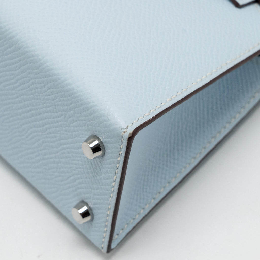 HERMES MINI KELLY EPSOM BLEU BRUME/VERT JADE/GOLD SHW