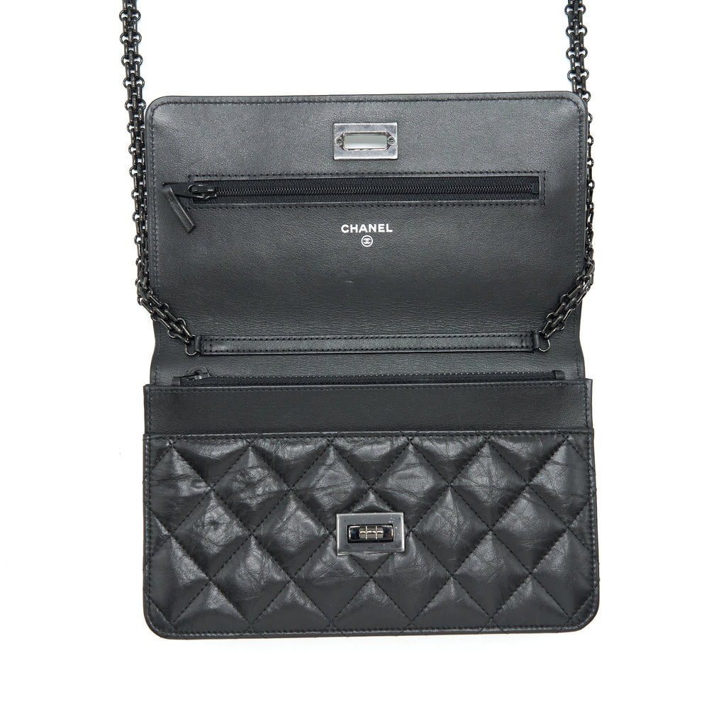 CHANEL REISSUE WALLET ON CHAIN AGED CALFSKIN BLACK WITH BLACK HARDWARE