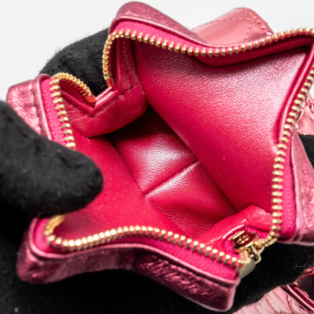 CHANEL 24C MINI FLAP BAG WITH STAR COIN PURSE PATENT/CALFSKIN METALLIC PINK LGHW (MICROCHIP)