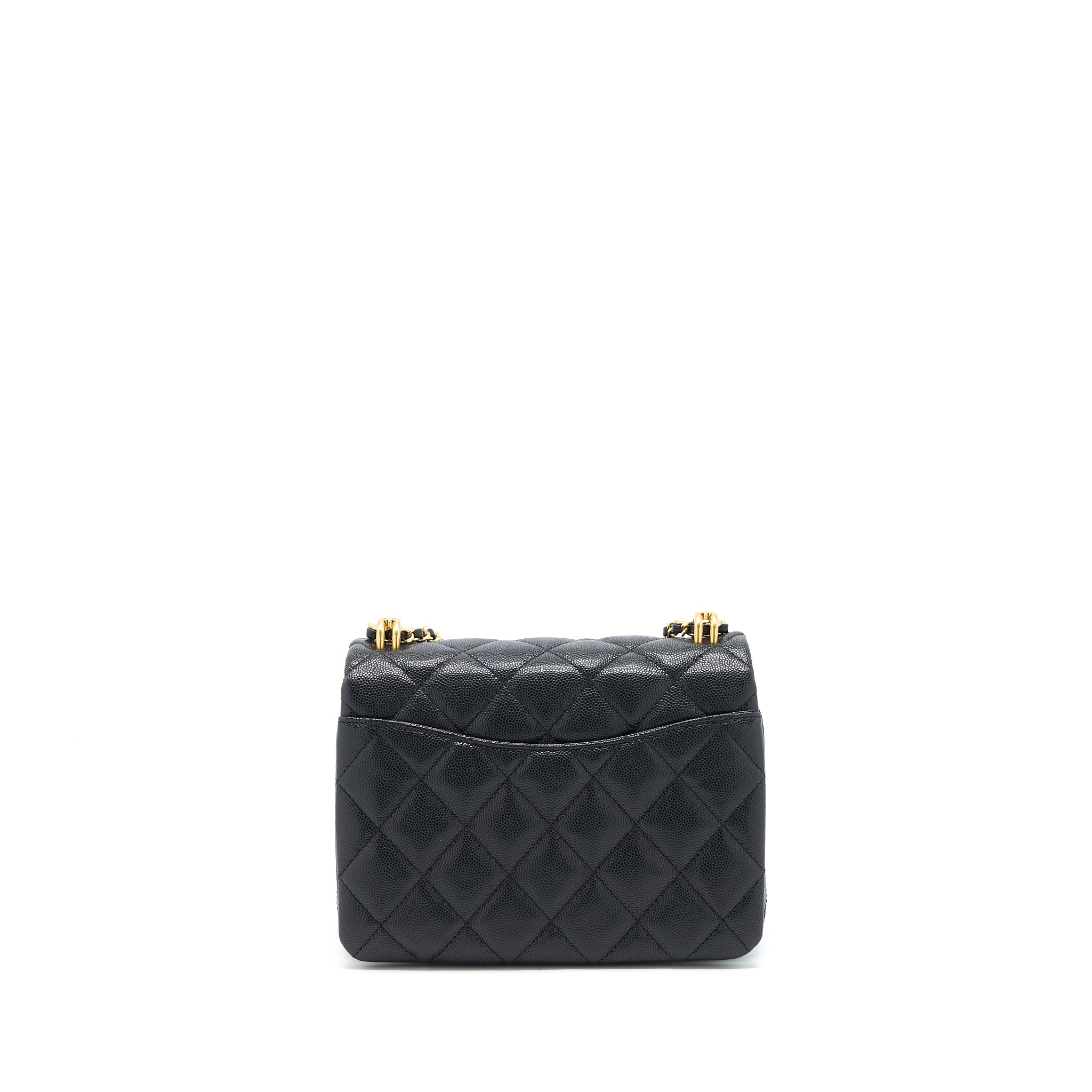 CHANEL 22K COCO FIRST FLAP BAG GRAINED CALFSKIN BLACK GHW(MICROCHIP)
