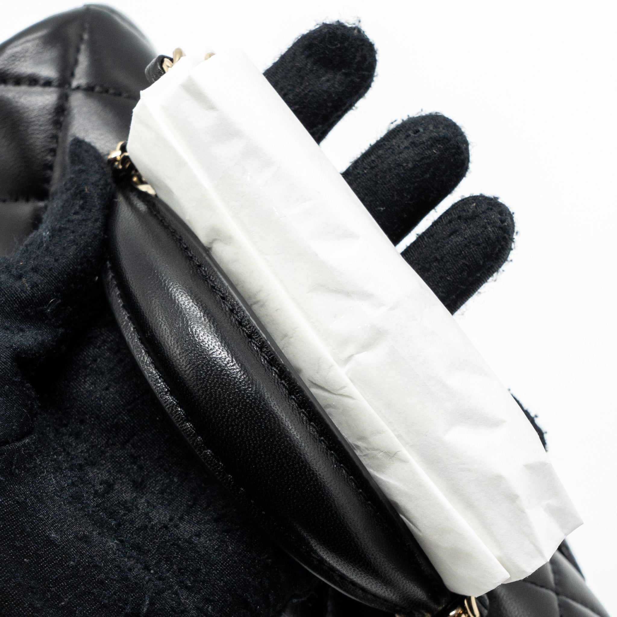 CHANEL TOP HANDLE MINI RECTANGULAR FLAP BAG LAMBSKIN BLACK LGHW (MICROCHIP)