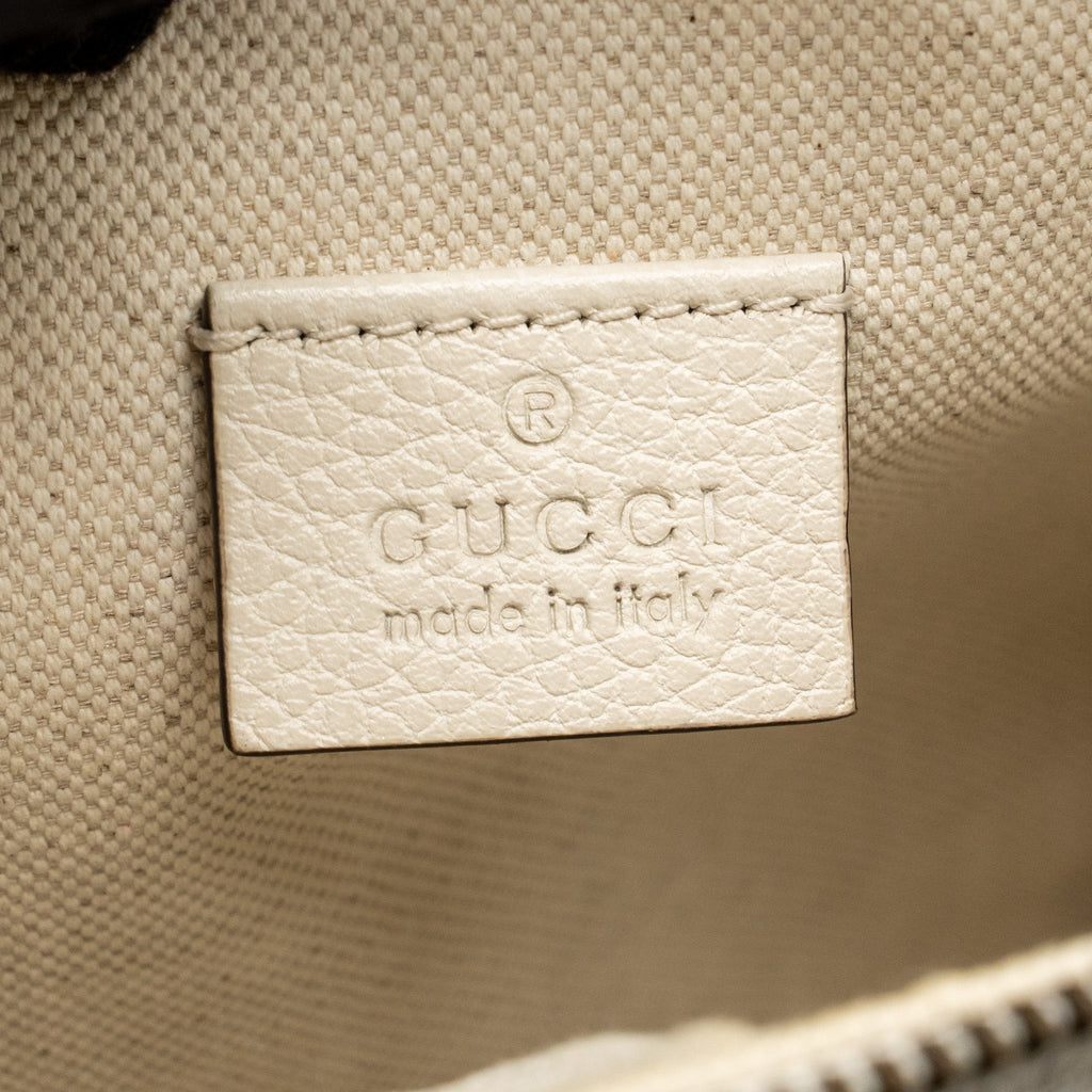 GUCCI LOGO PRINT BELT BAG CALFSKIN WHITE GHW