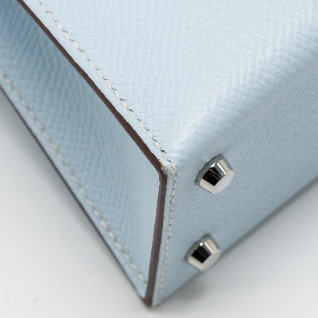 HERMES MINI KELLY EPSOM BLEU BRUME/VERT JADE/GOLD SHW