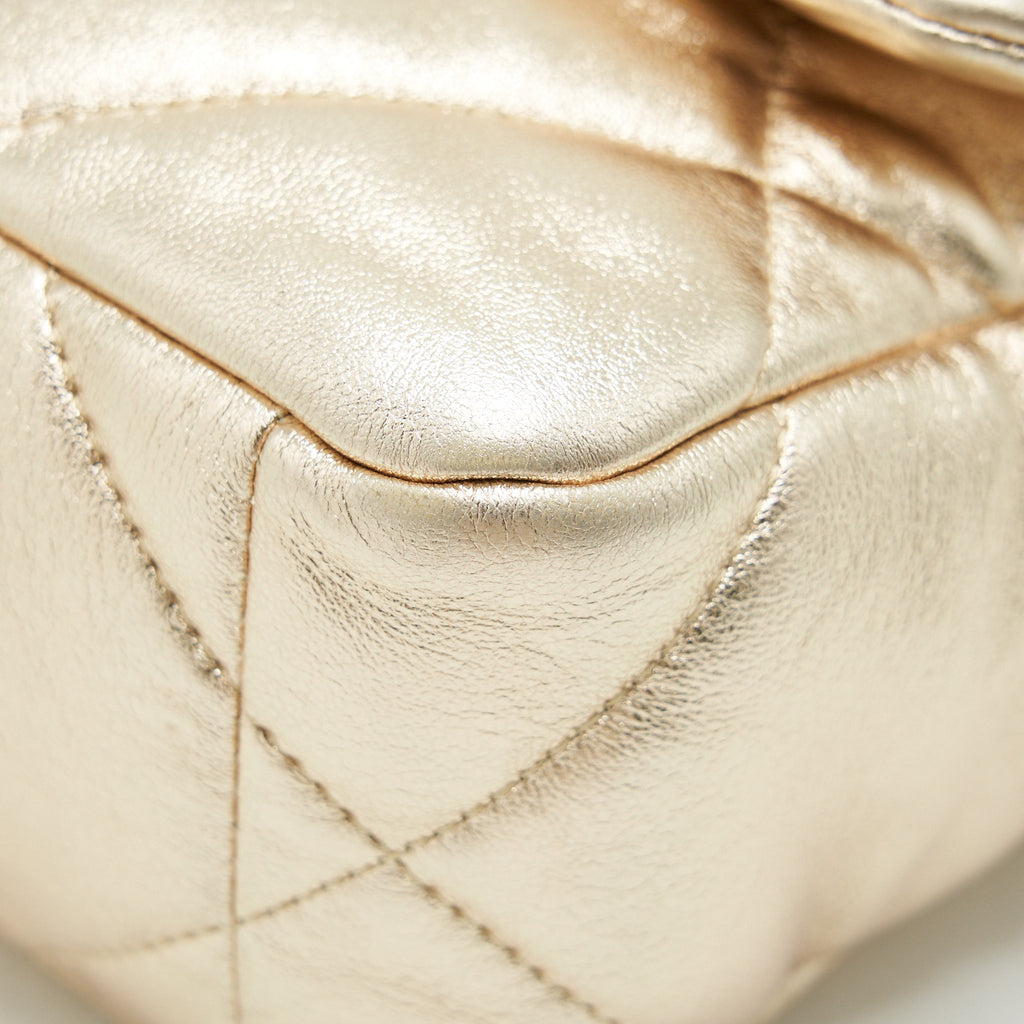CHANEL SMALL 19 BAG GOLD COLOR WITH GOLD/ SILVER HARDWARE