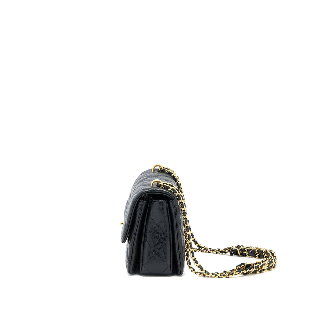 CHANEL 22K COCO FIRST FLAP BAG GRAINED CALFSKIN BLACK GHW(MICROCHIP)