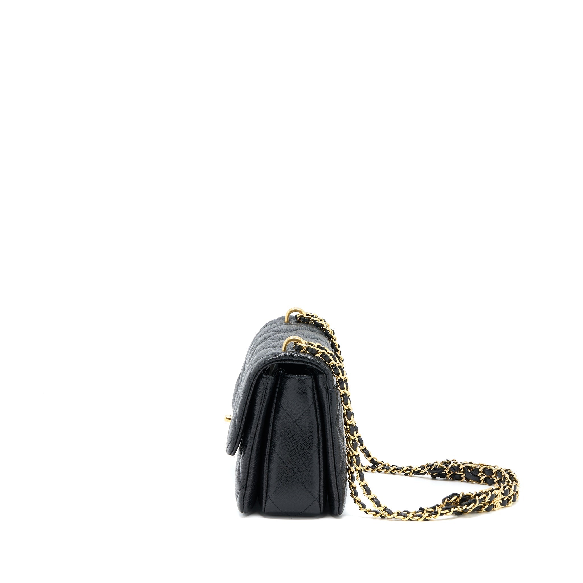CHANEL 22K COCO FIRST FLAP BAG GRAINED CALFSKIN BLACK GHW(MICROCHIP)