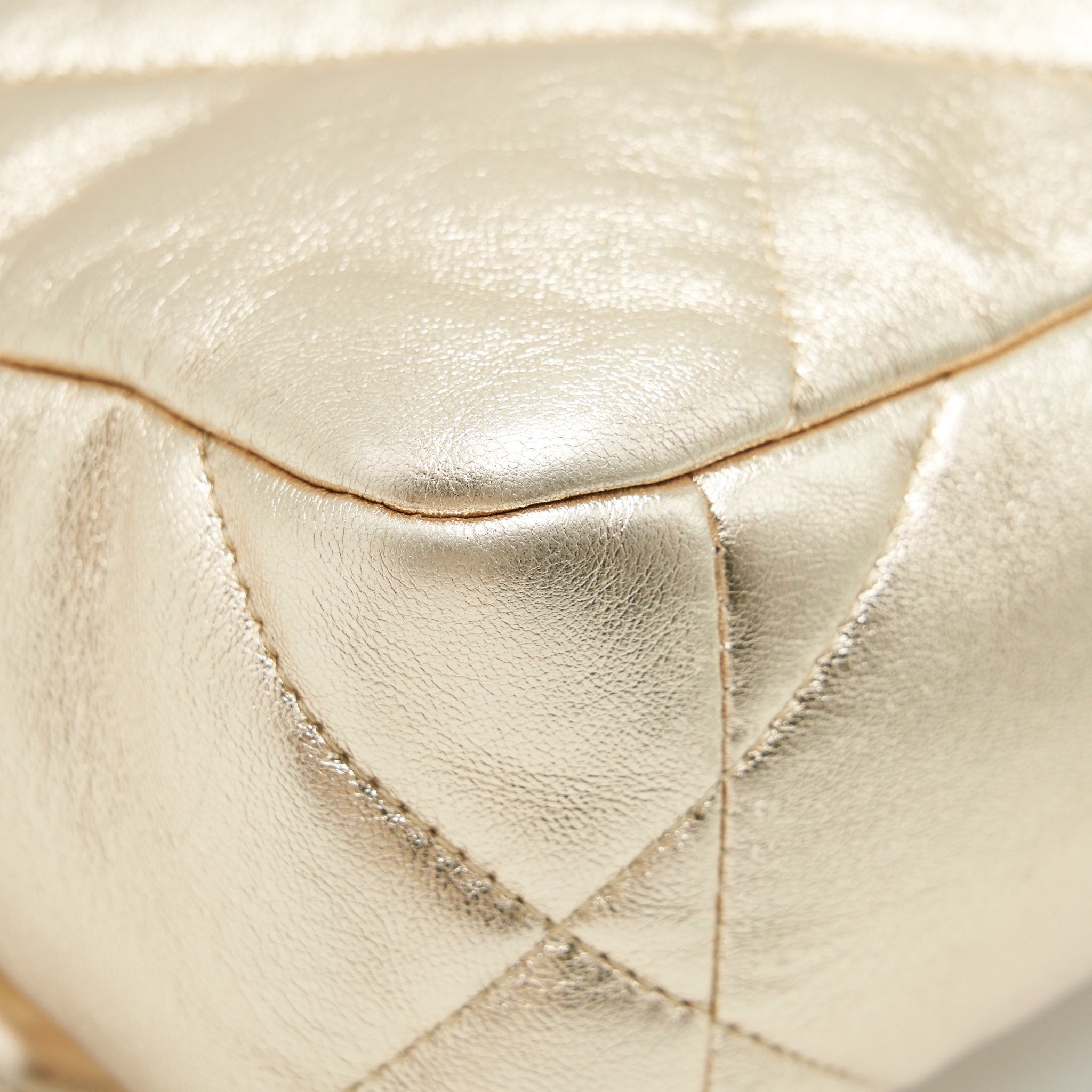 CHANEL SMALL 19 BAG GOLD COLOR WITH GOLD/ SILVER HARDWARE