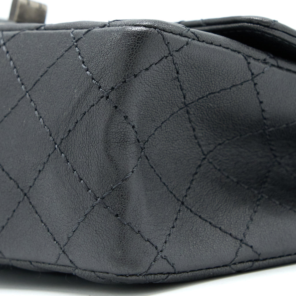CHANEL MINI 2.55 REISSUE FLAP BAG GOATSKIN DARK GREY RUTHENIUM HARDWARE