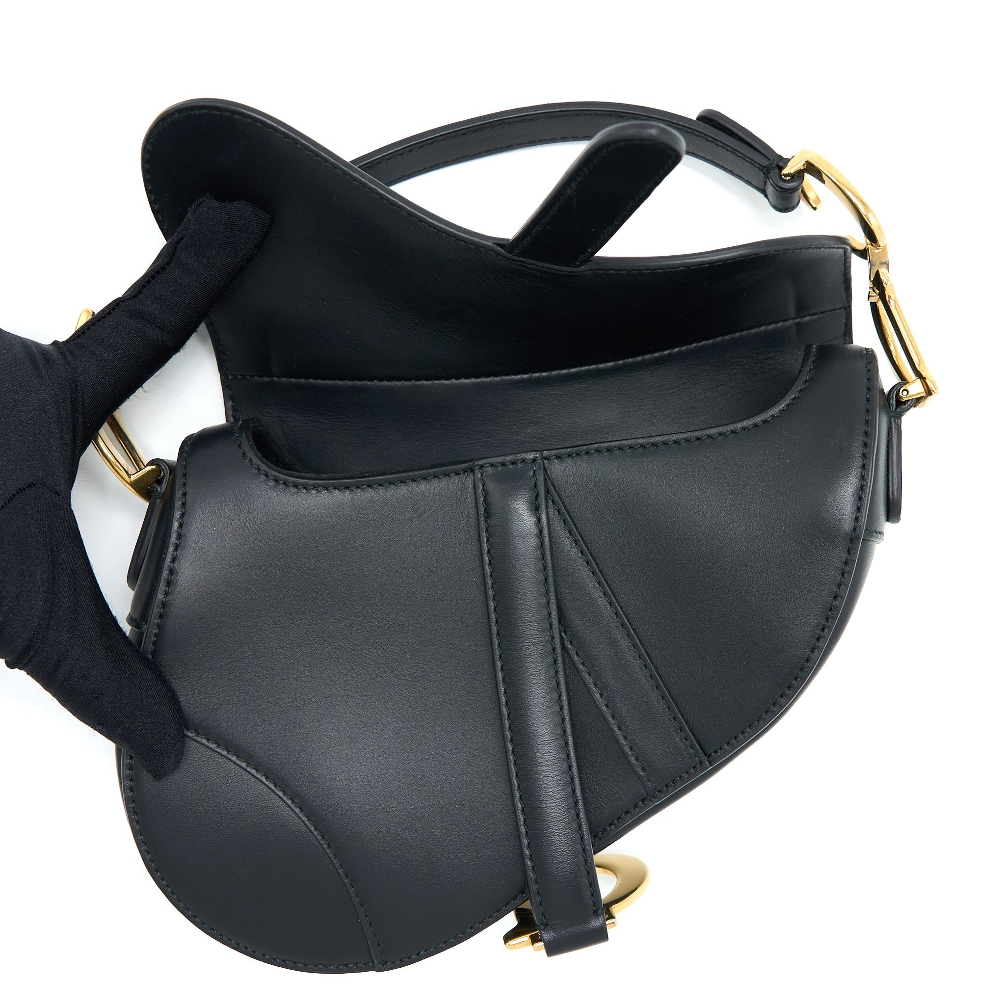 DIOR MINI SADDLE BAG CALFSKIN BLACK GHW