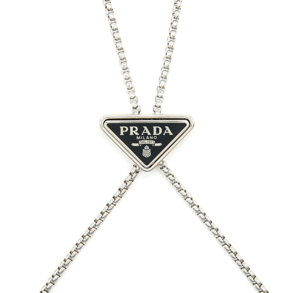 PRADA CRYSTAL CARD HOLDER WITH CHAIN BLACK