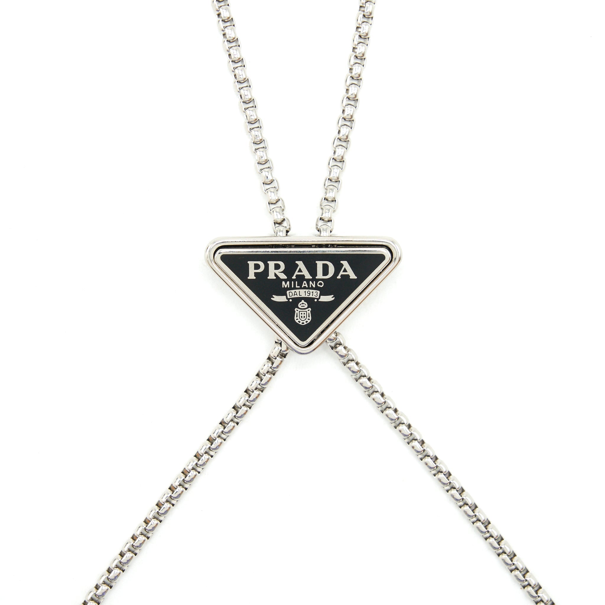 PRADA CRYSTAL CARD HOLDER WITH CHAIN BLACK