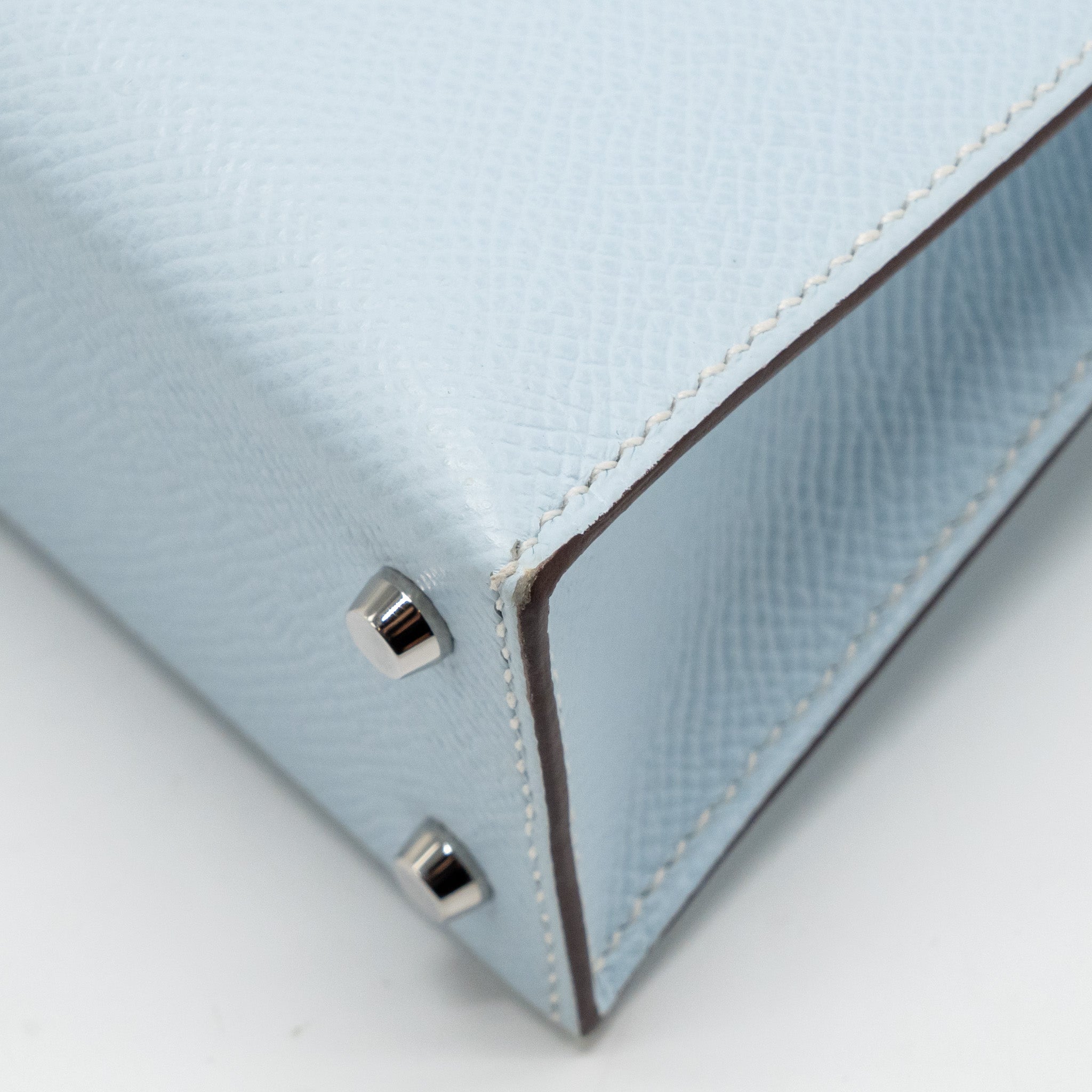 HERMES MINI KELLY EPSOM BLEU BRUME/VERT JADE/GOLD SHW