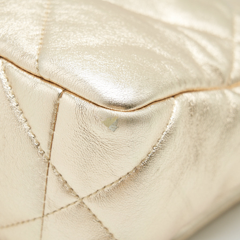 CHANEL SMALL 19 BAG GOLD COLOR WITH GOLD/ SILVER HARDWARE