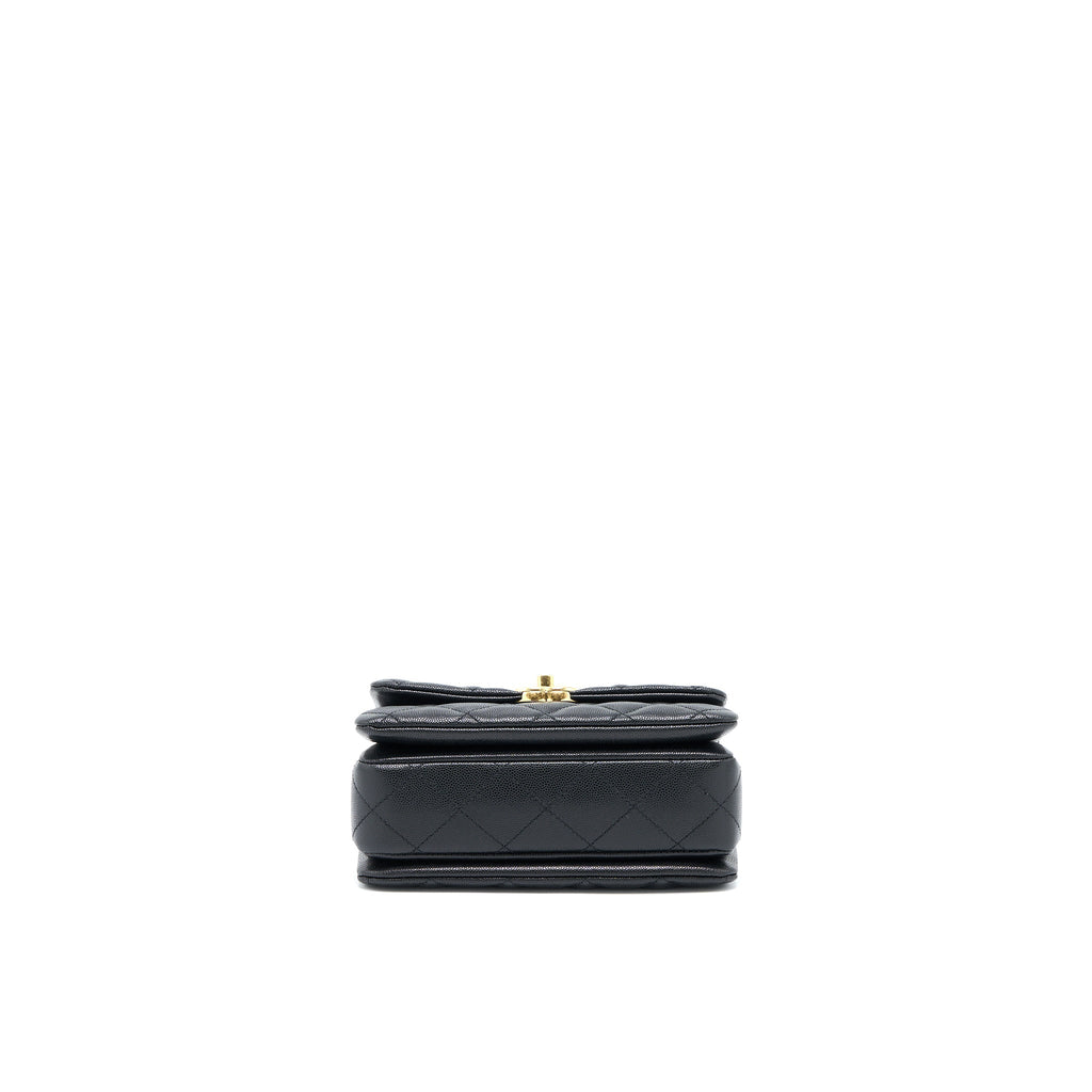 CHANEL 22K COCO FIRST FLAP BAG GRAINED CALFSKIN BLACK GHW(MICROCHIP)