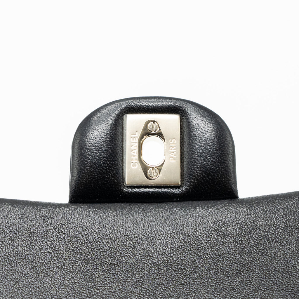 CHANEL TOP HANDLE MINI RECTANGULAR FLAP BAG LAMBSKIN BLACK LGHW (MICROCHIP)