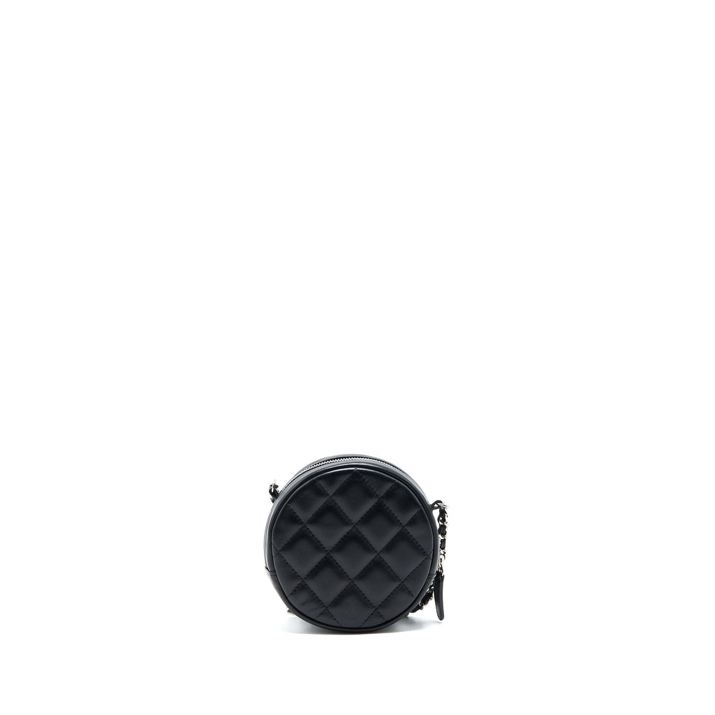 CHANEL ROUND CLUTCH WITH CHAIN LAMBSKIN BLACK SHW
