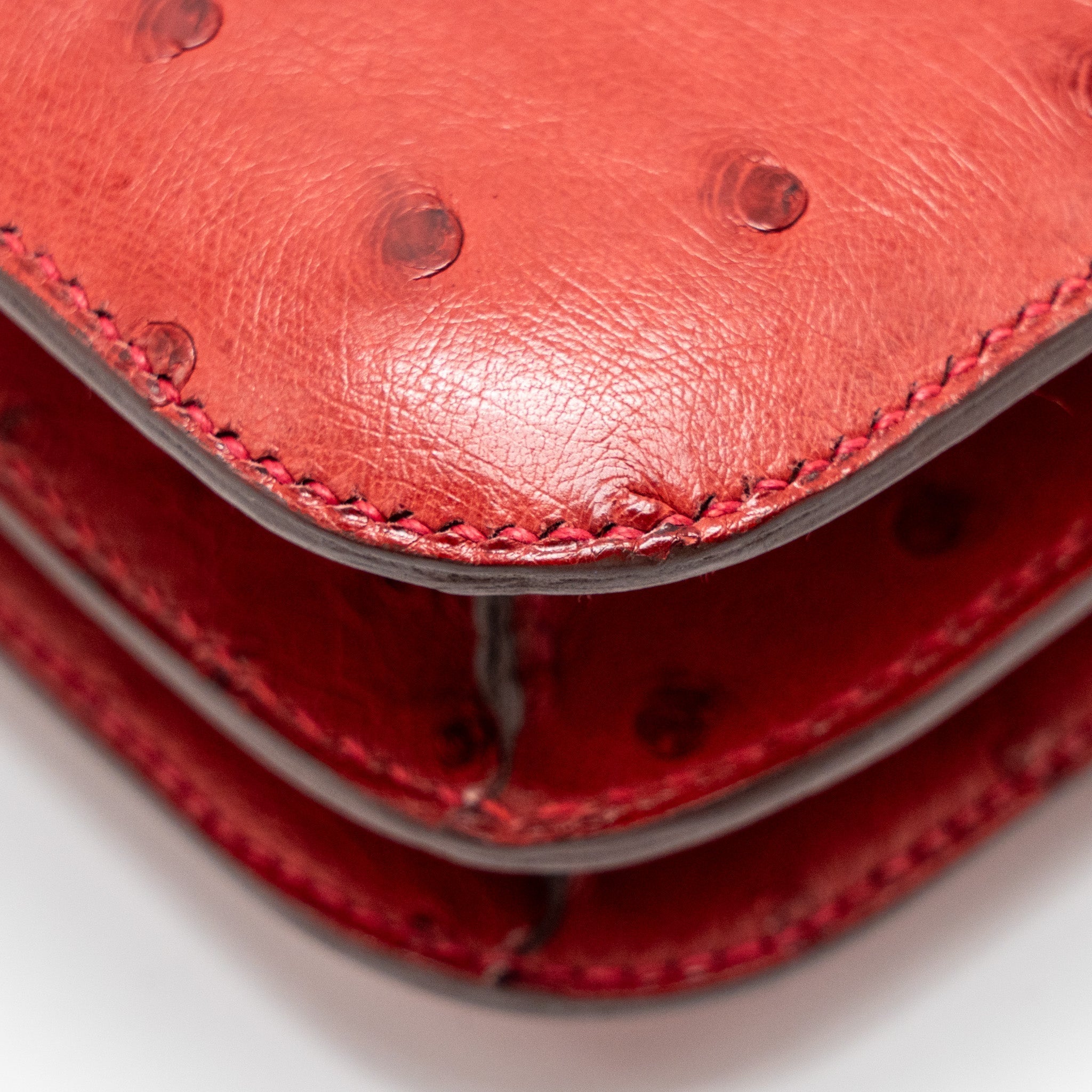 HERMES MINI CONSTANCE OSTRICH ROUGE VIF GHW
