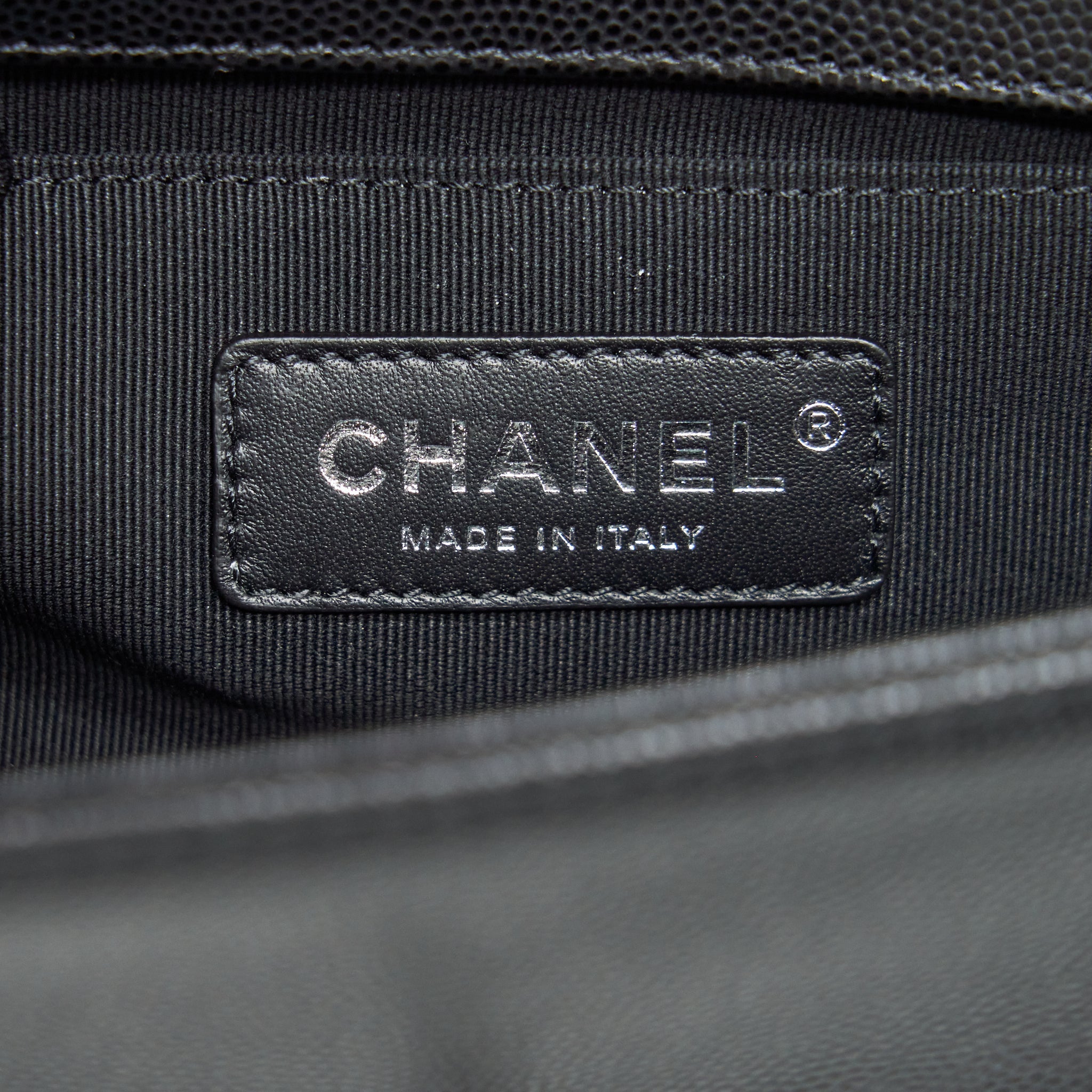 CHANEL SMALL BOY BAG CAVIAR BLACK RUTHENIUM HARDWARE (MICROCHIP)