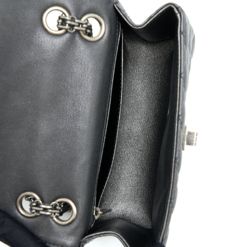 CHANEL MINI 2.55 REISSUE FLAP BAG GOATSKIN DARK GREY RUTHENIUM HARDWARE