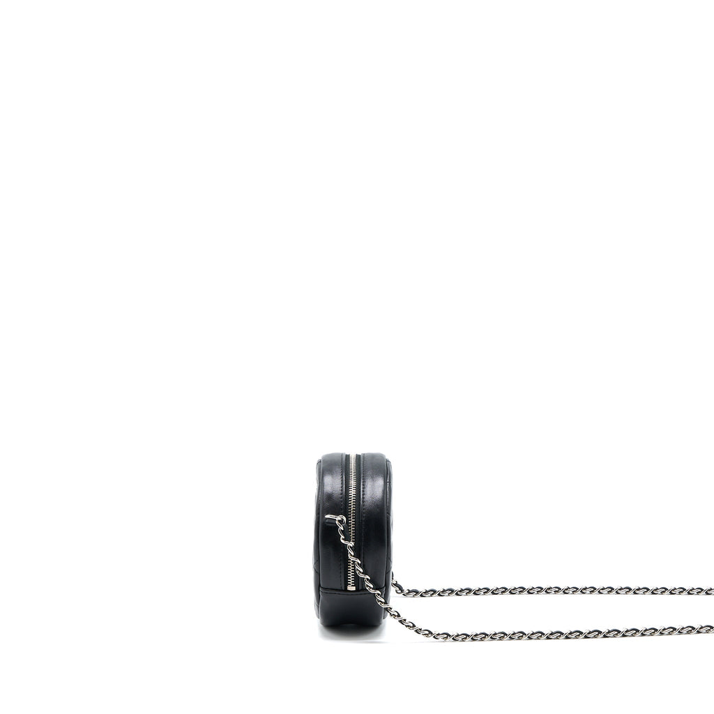 CHANEL ROUND CLUTCH WITH CHAIN LAMBSKIN BLACK SHW