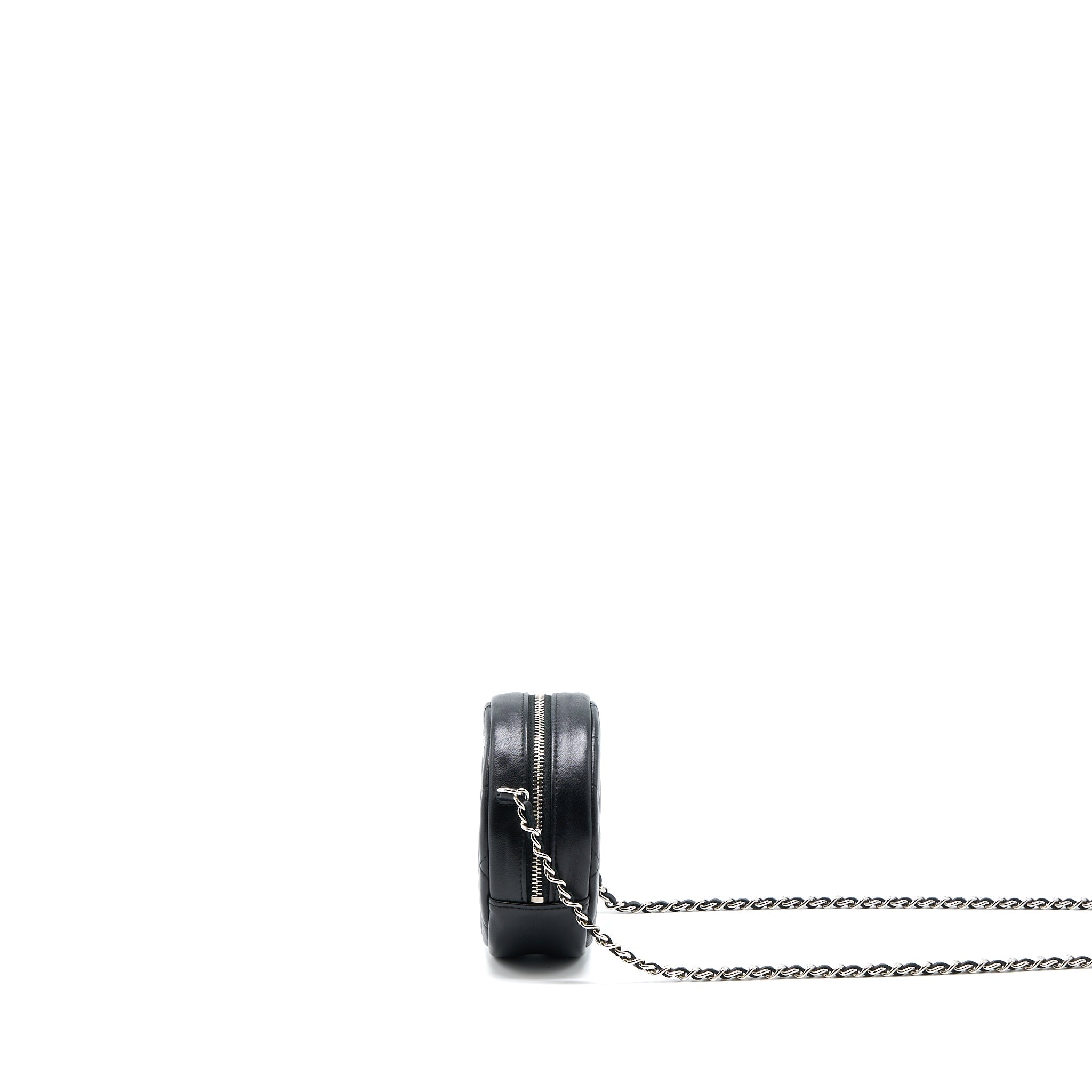 CHANEL ROUND CLUTCH WITH CHAIN LAMBSKIN BLACK SHW