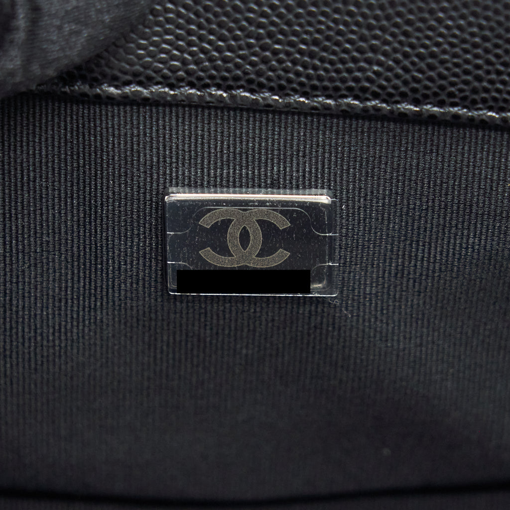 CHANEL SMALL BOY BAG CAVIAR BLACK RUTHENIUM HARDWARE (MICROCHIP)