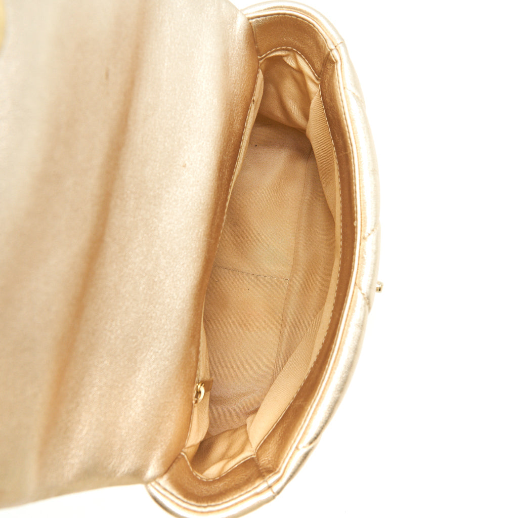 CHANEL SMALL 19 BAG GOLD COLOR WITH GOLD/ SILVER HARDWARE