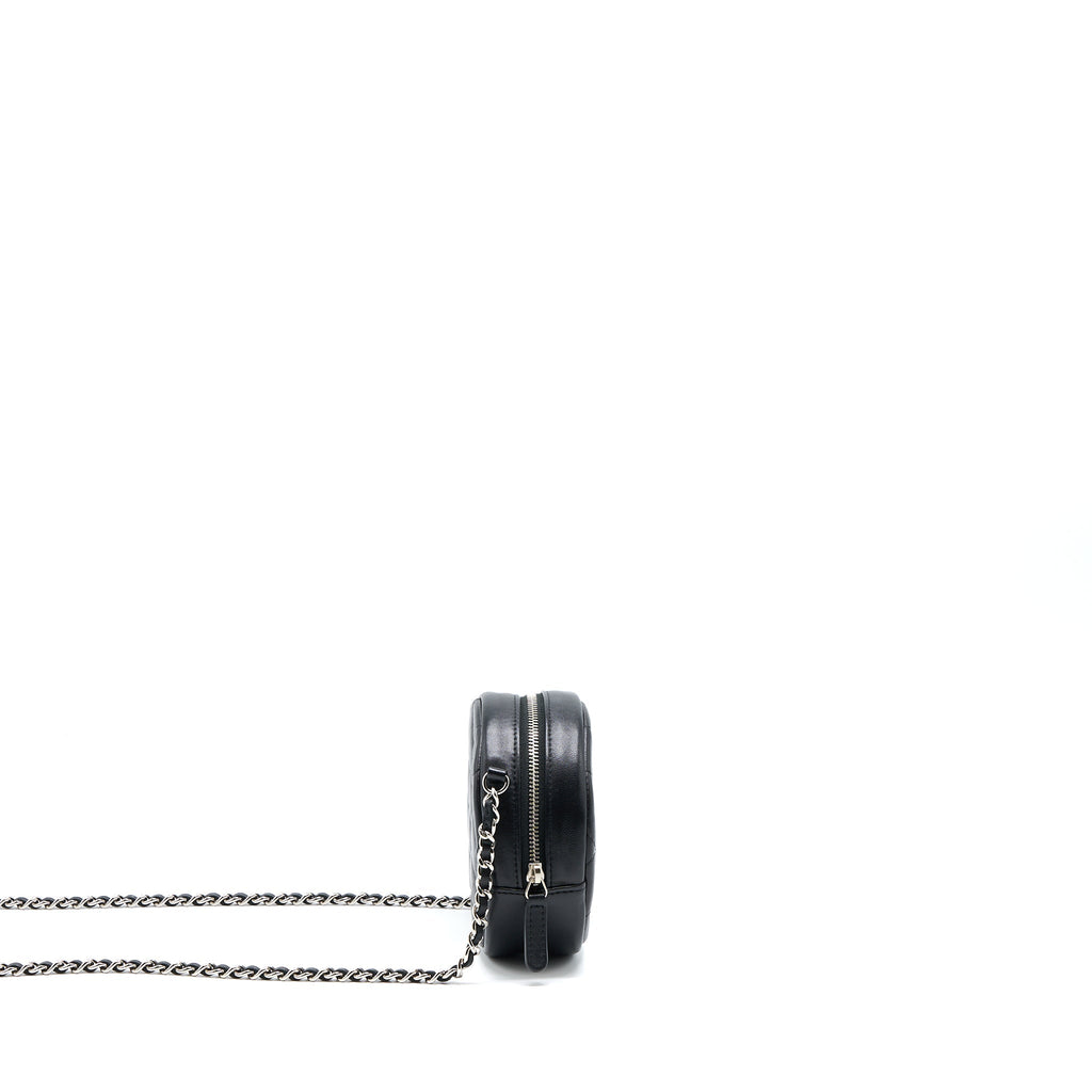 CHANEL ROUND CLUTCH WITH CHAIN LAMBSKIN BLACK SHW