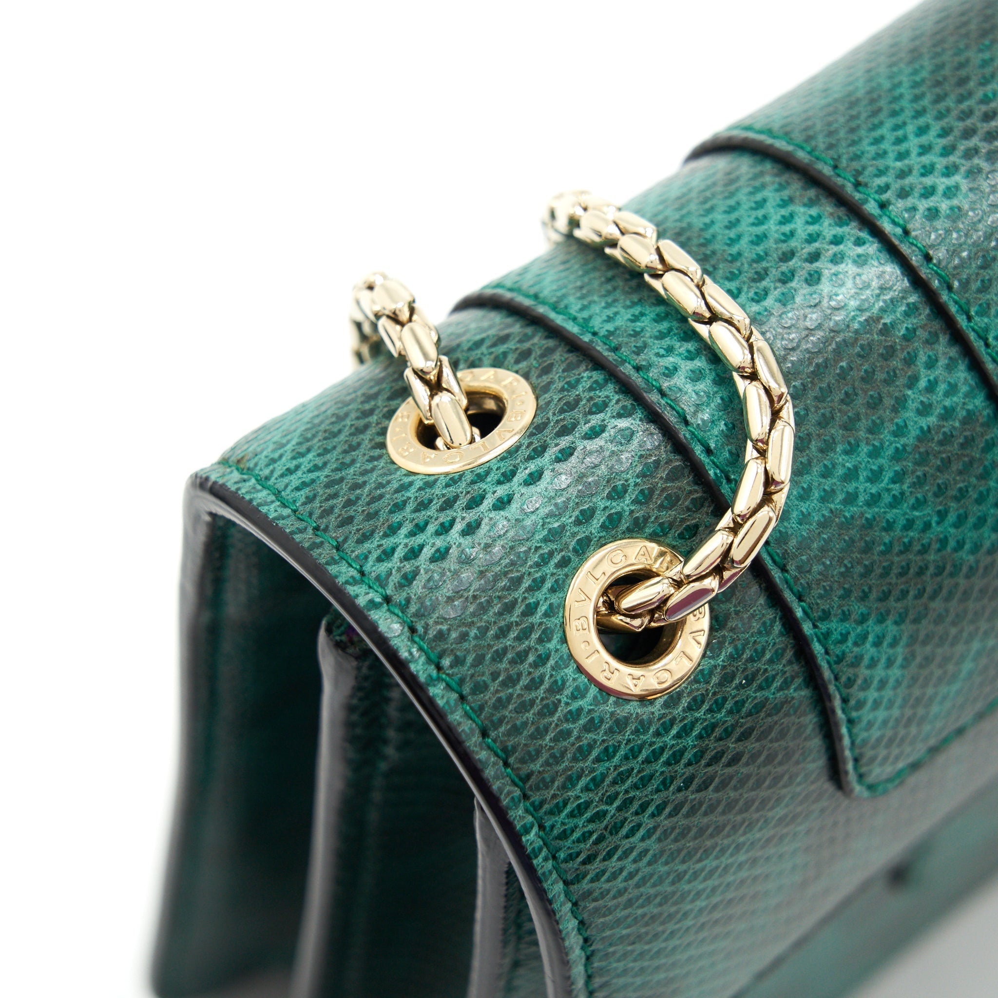 BVLGARI SERPENTI FOREVER SHOULDER BAG FOREST EMERALD GREEN SHINY KARUNG SKIN