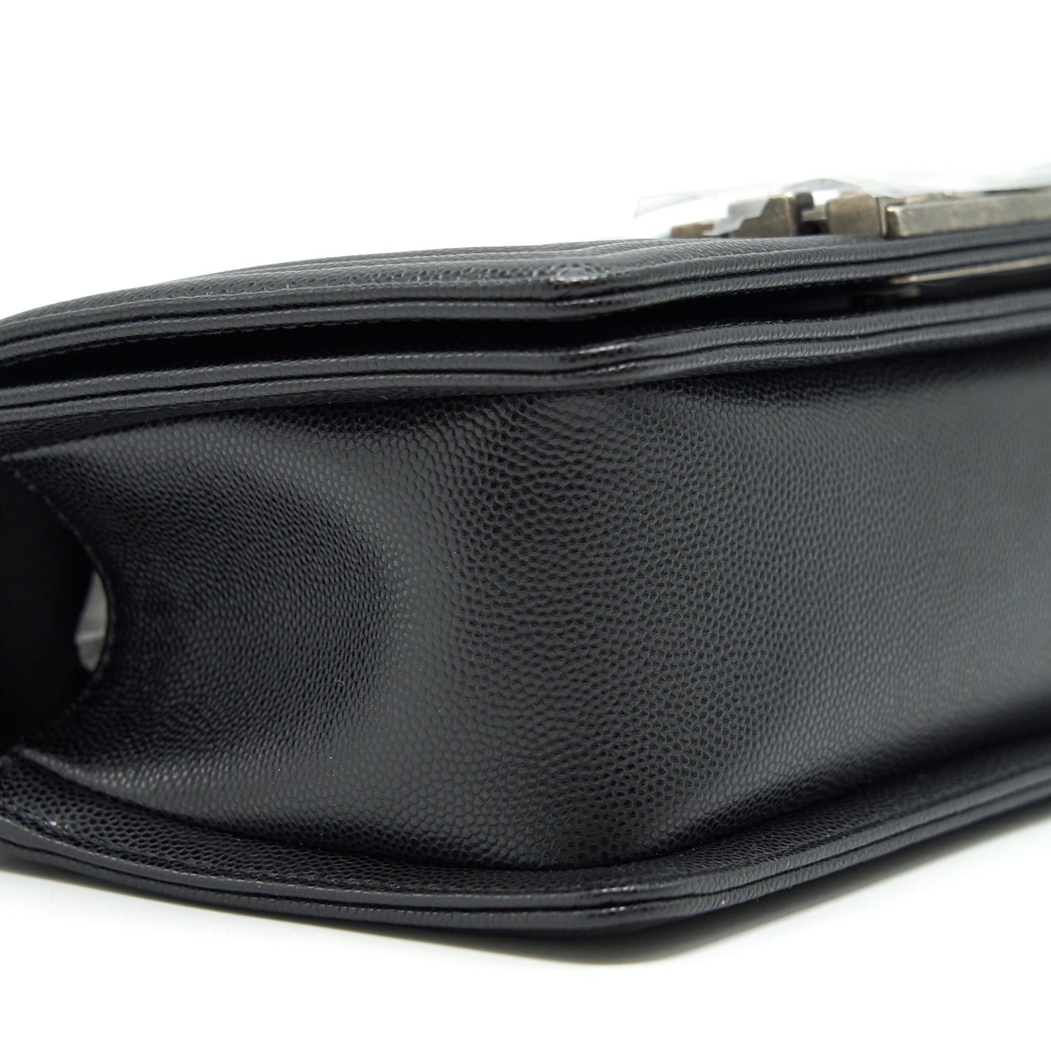 CHANEL SMALL BOY BAG CAVIAR BLACK RUTHENIUM HARDWARE (MICROCHIP)