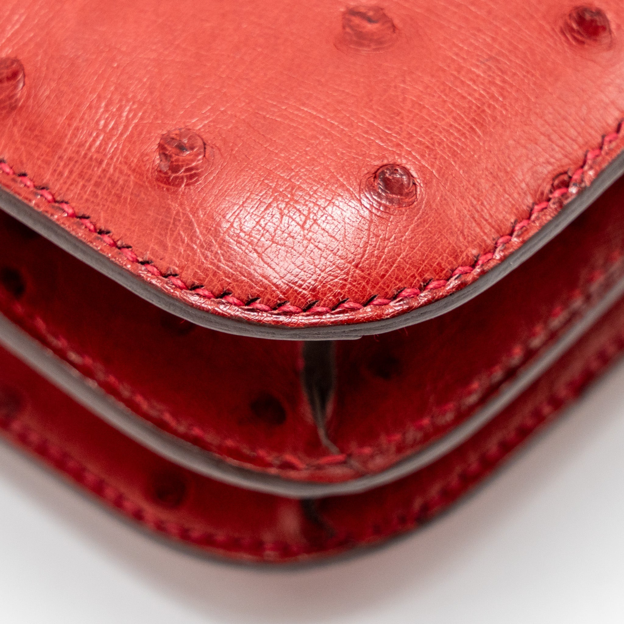 HERMES MINI CONSTANCE OSTRICH ROUGE VIF GHW