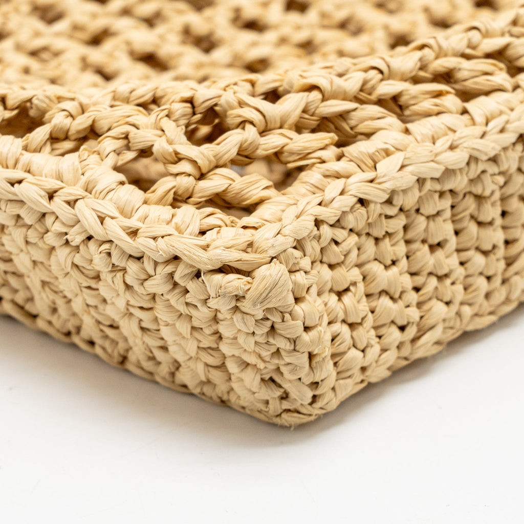 PRADA CROCHET TOTE BAG RAFFIA NATURAL